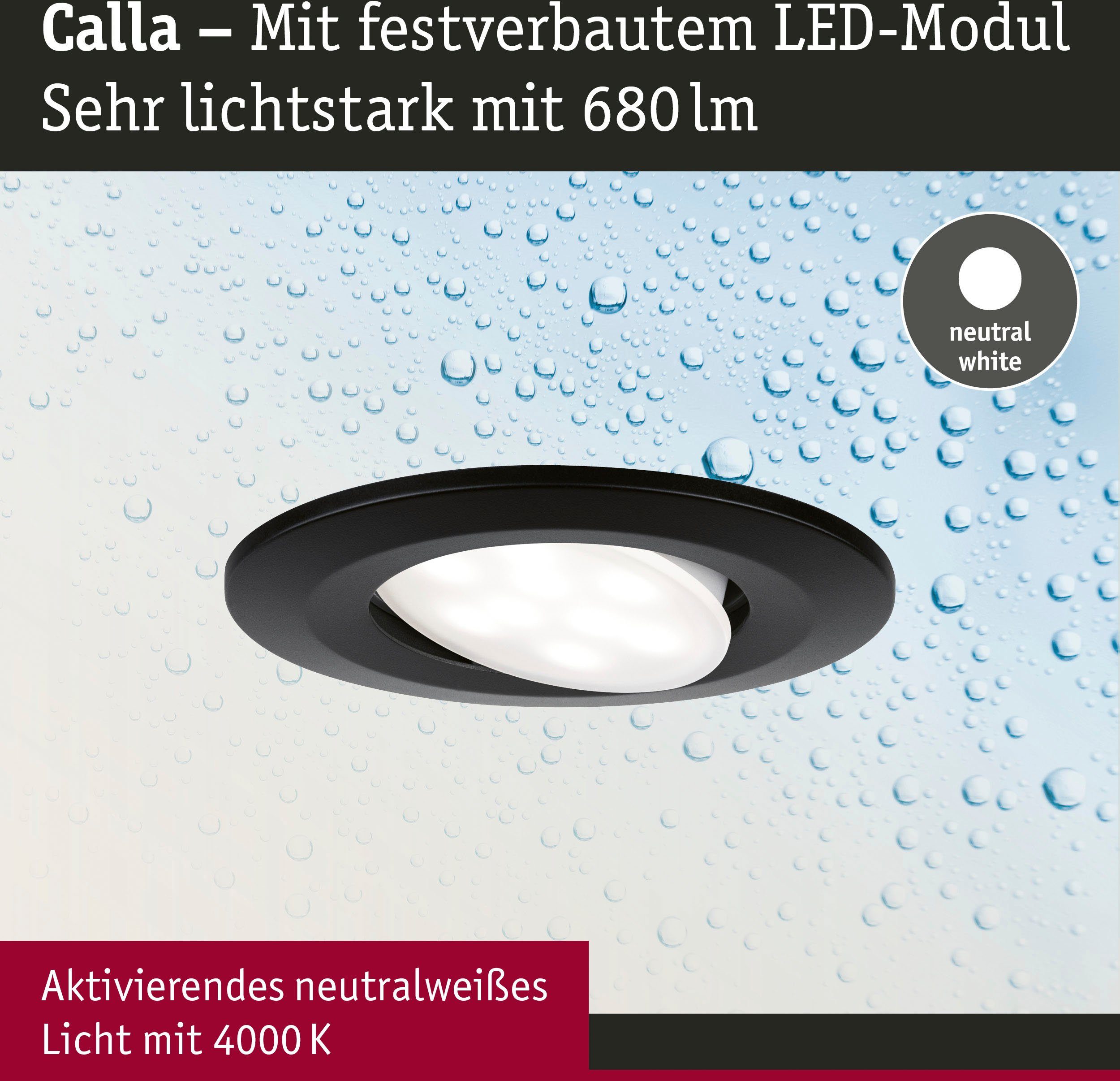 Paulmann Ledinbouwlamp Calla 1x680lm 4000K 6W 230V zwart mat