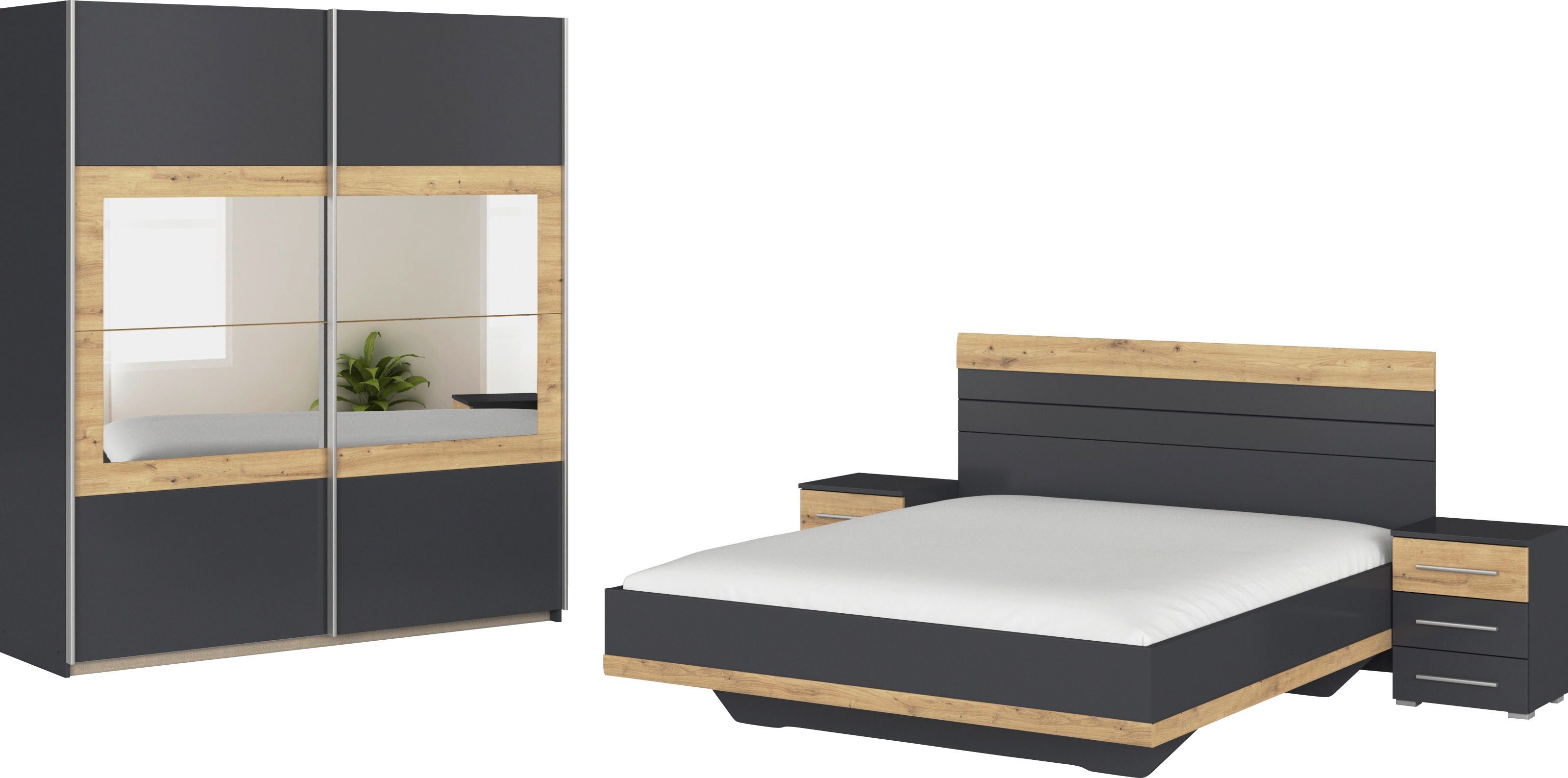 Rauch Slaapkamerserie Tarragona Kast in 3 breedtes, bed in 2 breedtes, 2 nachttafels MADE IN GERMANY (set)