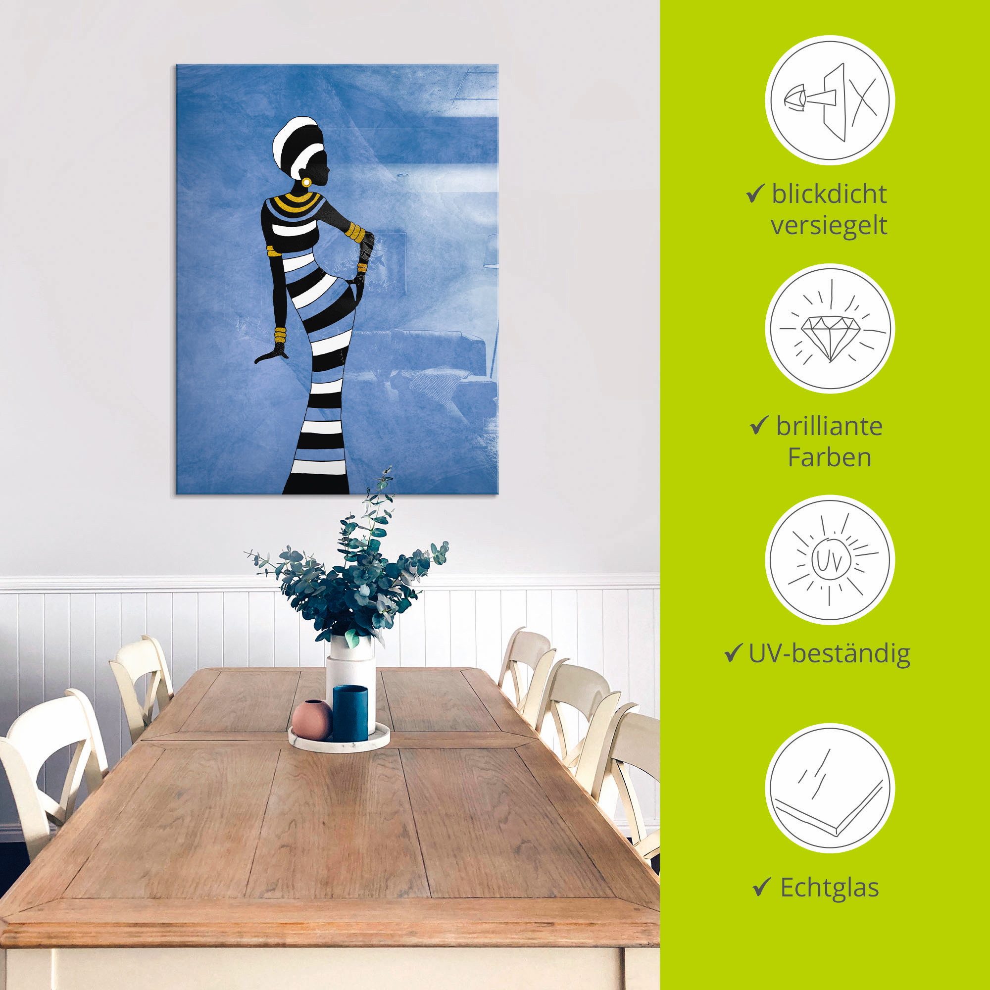 Artland Print op glas Afrikaanse vrouw in verschillende maten