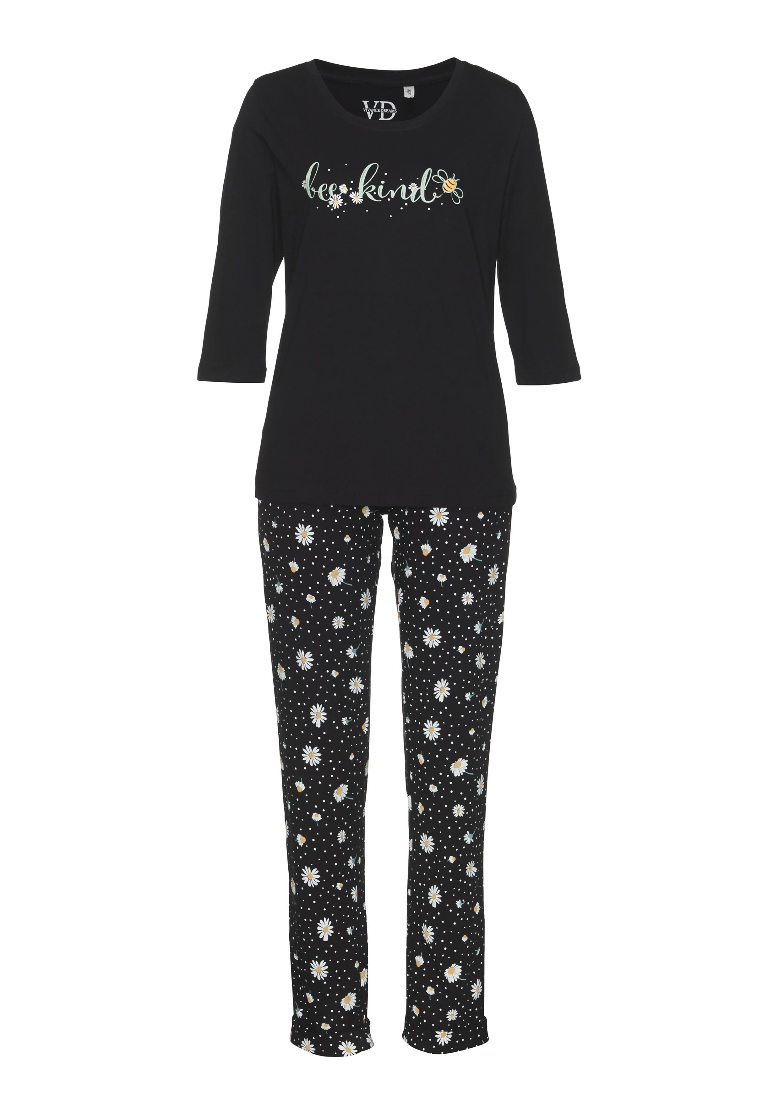 Vivance Dreams Pyjama met madeliefje-print (2-delig, 1 stuk)