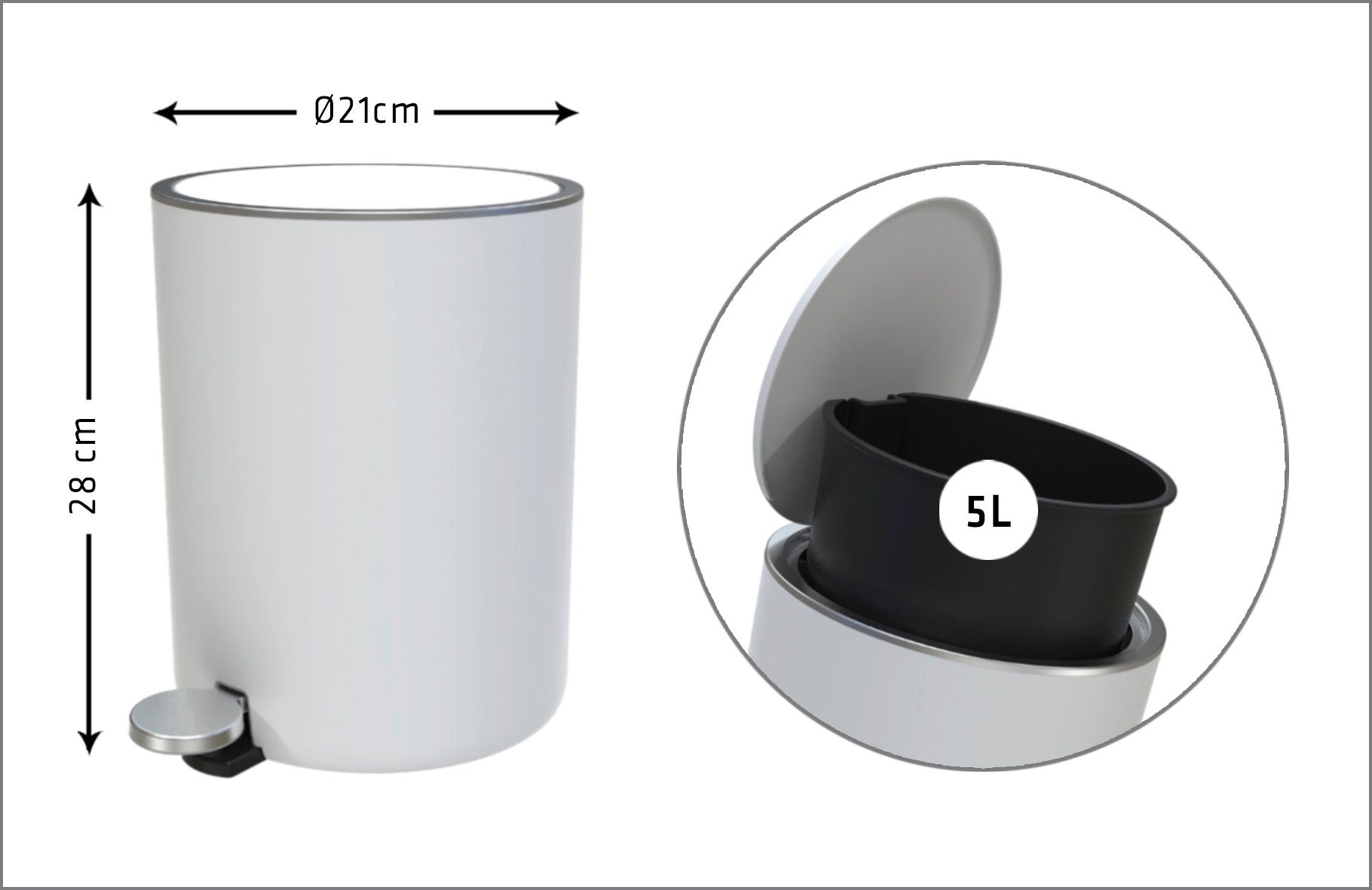 Bischof Tissue-emmer Design bad Ø 21 cm, hoogte 28 cm, inhoud 5,5 l (1 stuk)