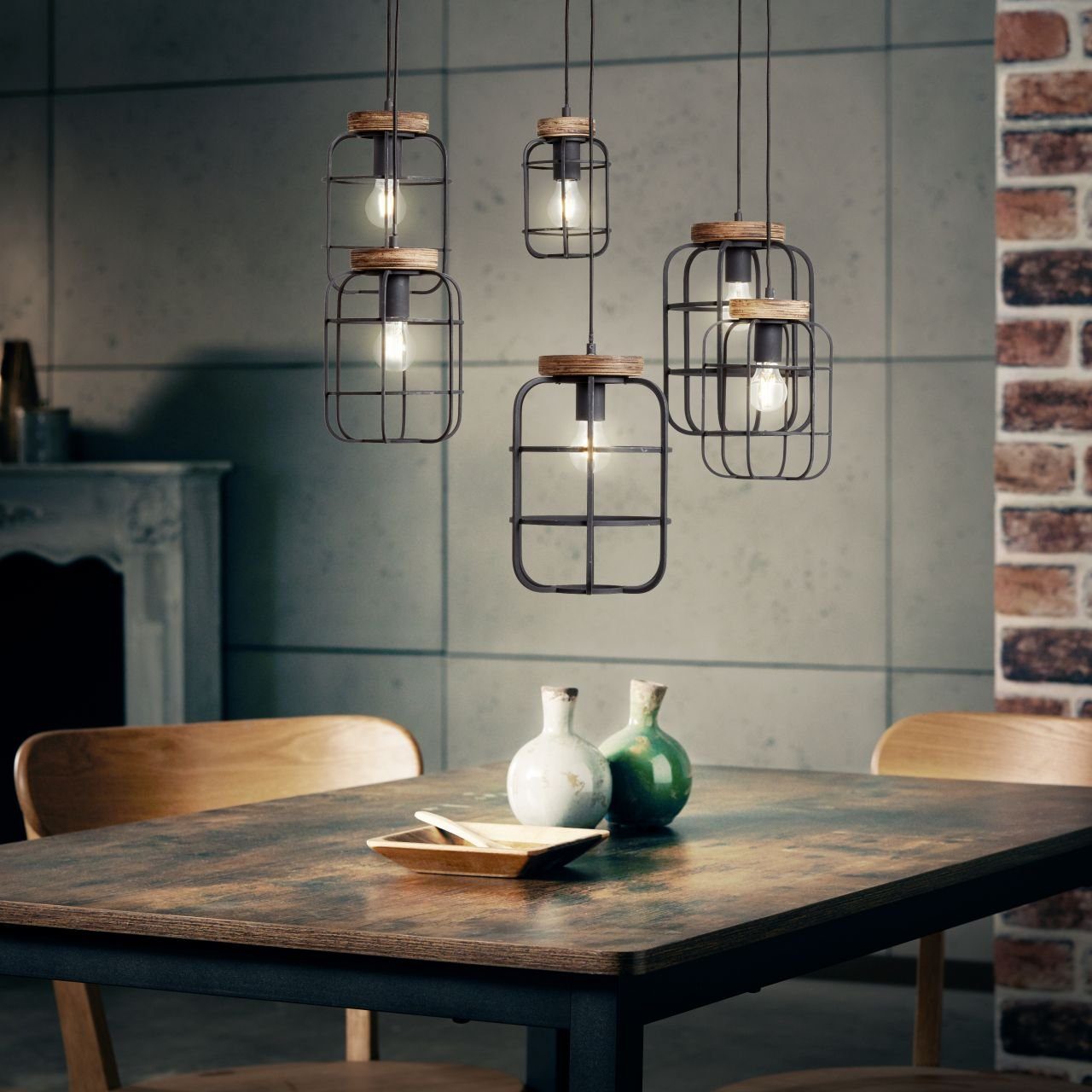 Brilliant Leuchten Hanglamp Gwen dim- & hoogteverstelbaar - 130 cm hoogte x 110 cm breedte - e27 fitting (1 stuk)