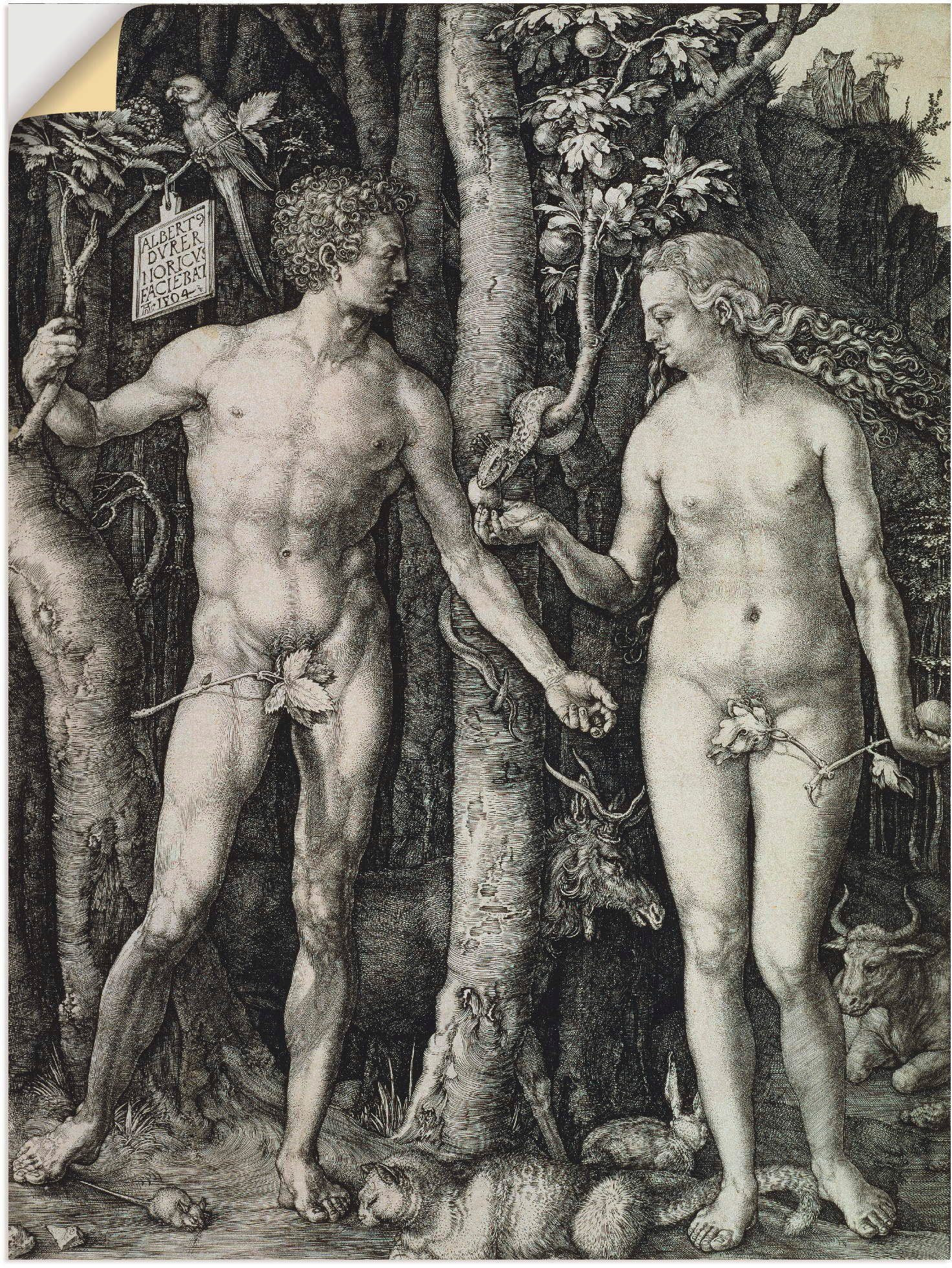 Artland Artprint Adam en Eva. 1504 in vele afmetingen & productsoorten -artprint op linnen, poster, muursticker / wandfolie ook geschikt voor de badkamer (1 stuk)