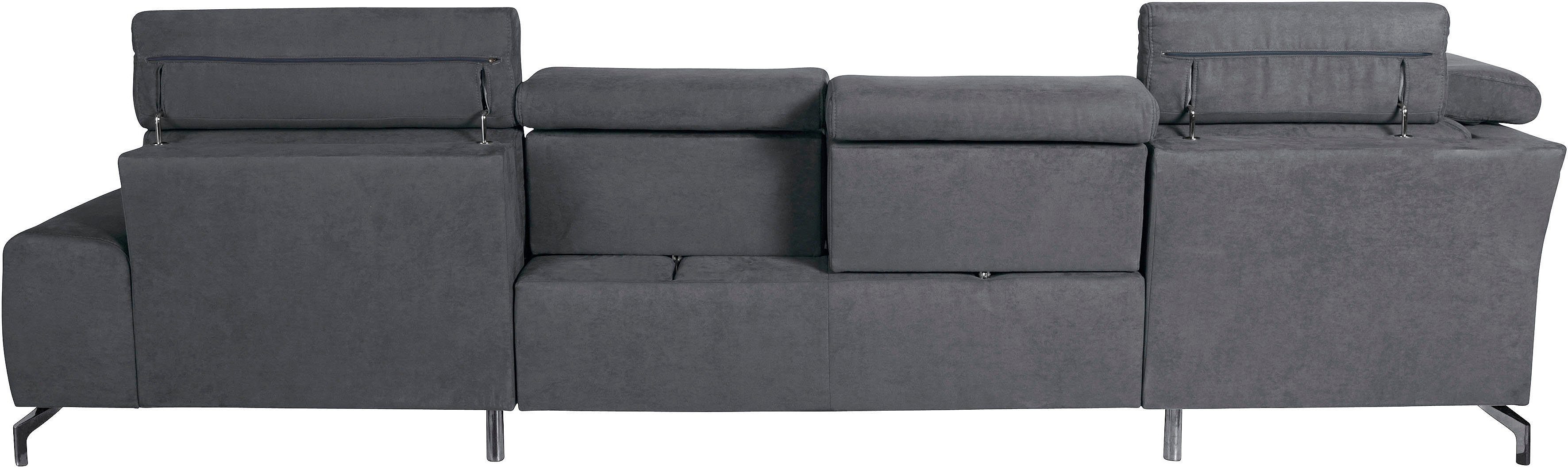 sit&more Zithoek Gizeh U-vorm 12 cm poothoogte, inclusief zitdiepteverstelling en verstelbare hoofdsteun
