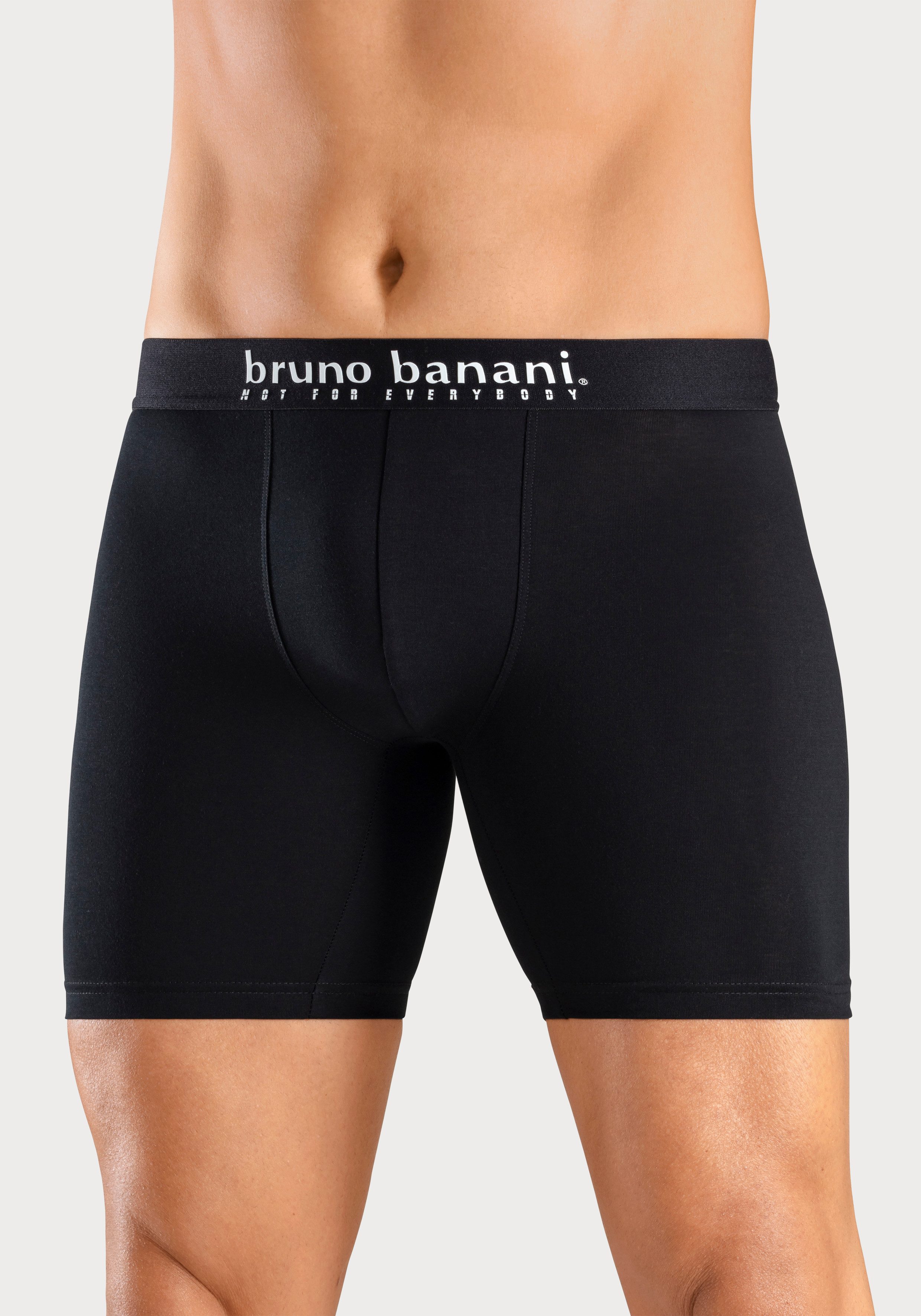 Bruno Banani Lange boxershort met palmprint en effen van katoenmix (4 stuks Set van 4)