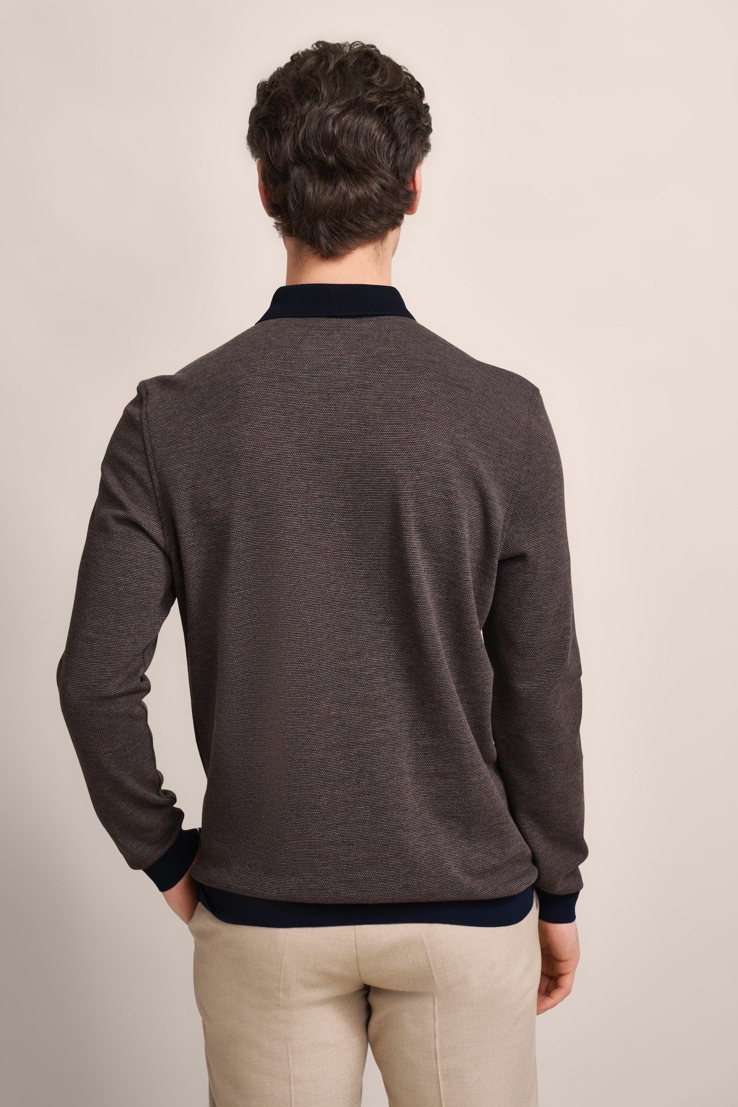 Bugatti Poloshirt met lange mouwen met structuurkraag
