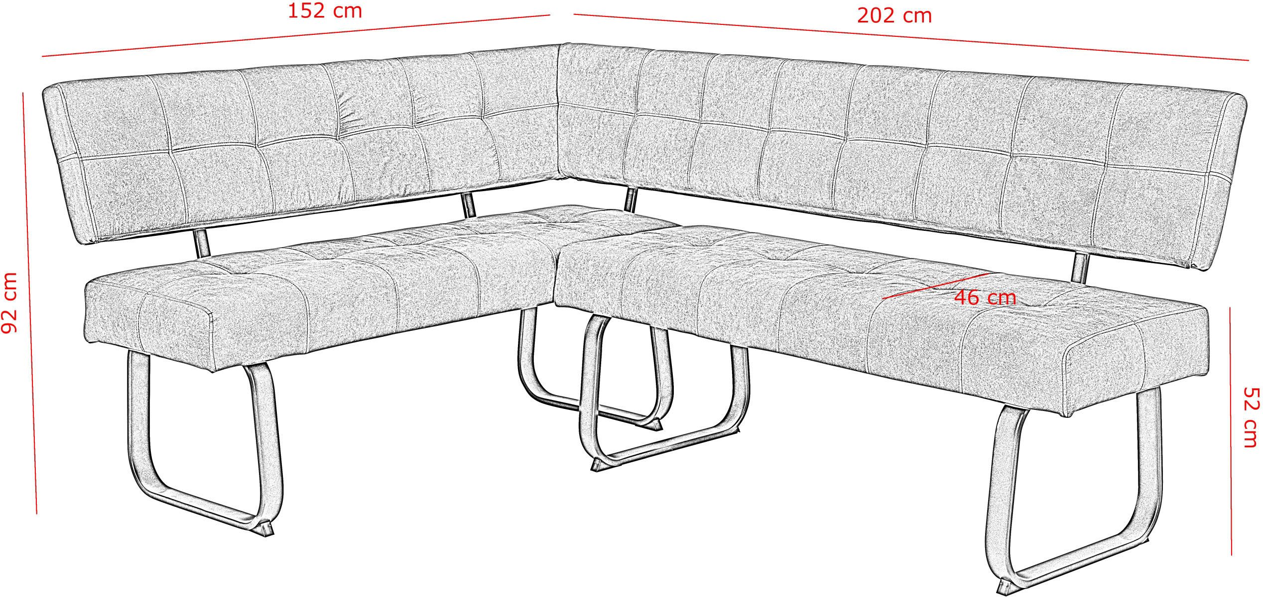 HELA Eethoek RUHR Kufentafel 140x90 cm, schommelstoel en bank met verenmand, comfortzit (4-delig)