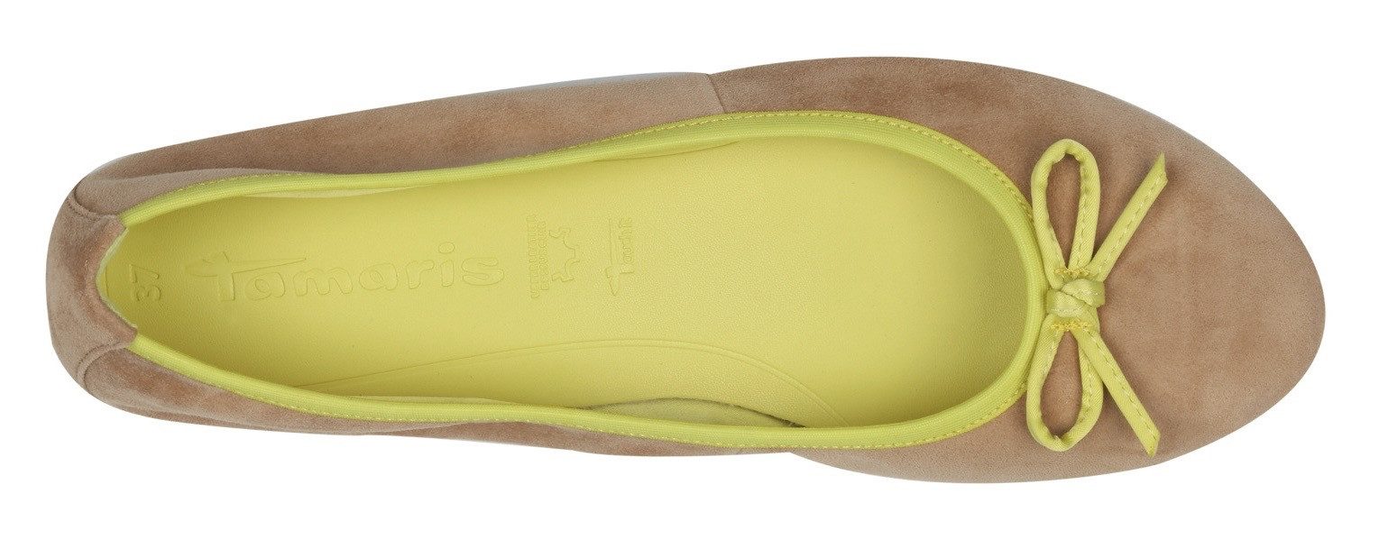 Tamaris Ballerina's , blockhak, business schoen, instapschoen met schattige decoratieve strik