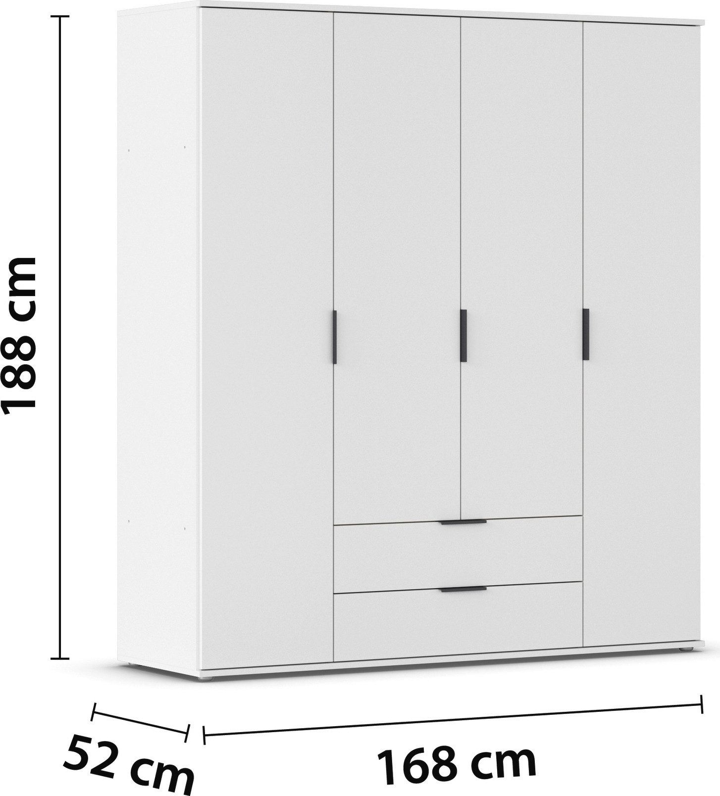 rauch Draaideurkast Kledingkast Kast Garderobe Wasmand ESSEA in 2 Breedtes met 2 lades, in eenvoudig ontwerp, moderne grepen made in germany