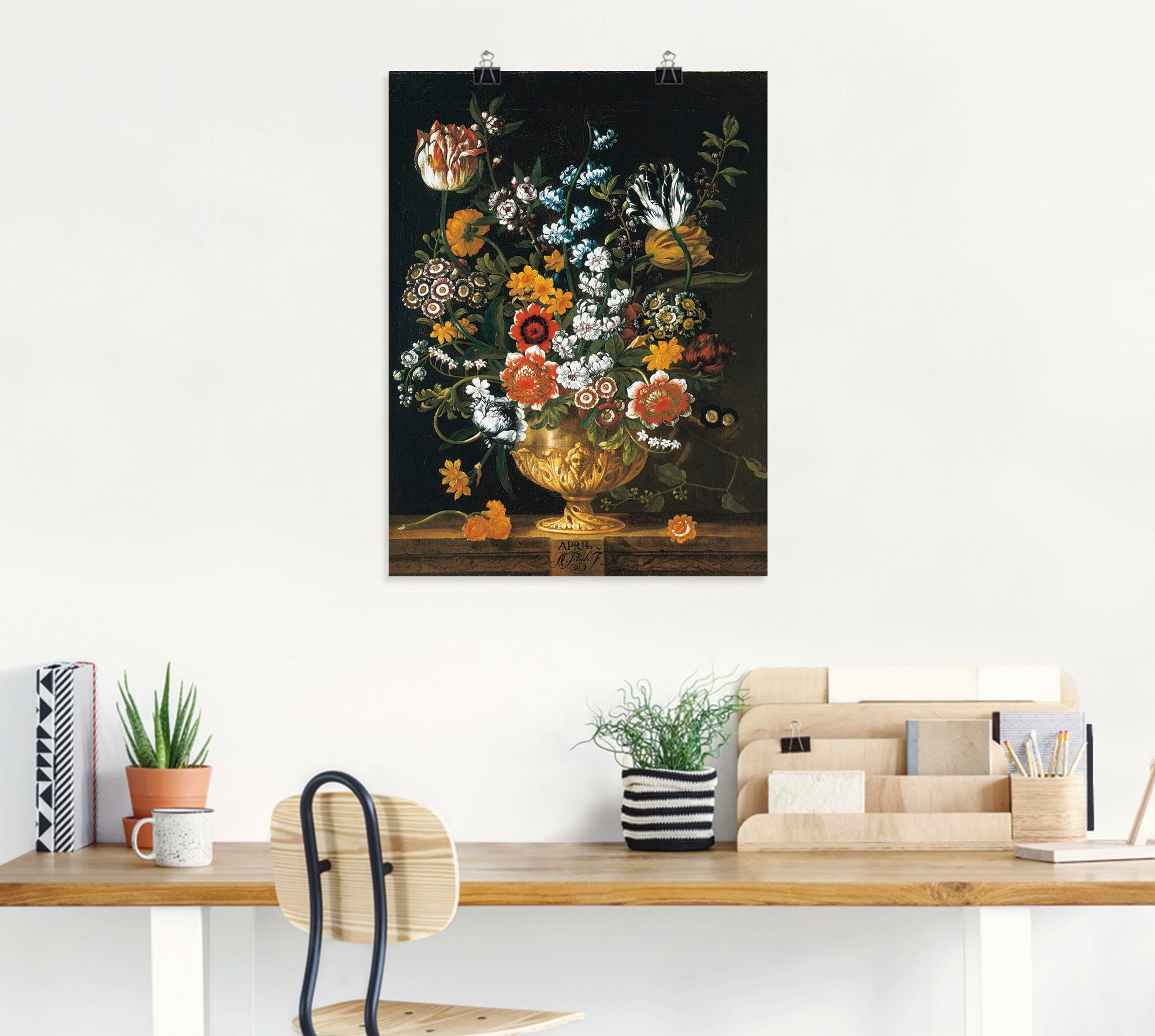 Artland Artprint Twaalf maanden. Bloemenkalender april als artprint op linnen, muursticker of poster in verschillende maten