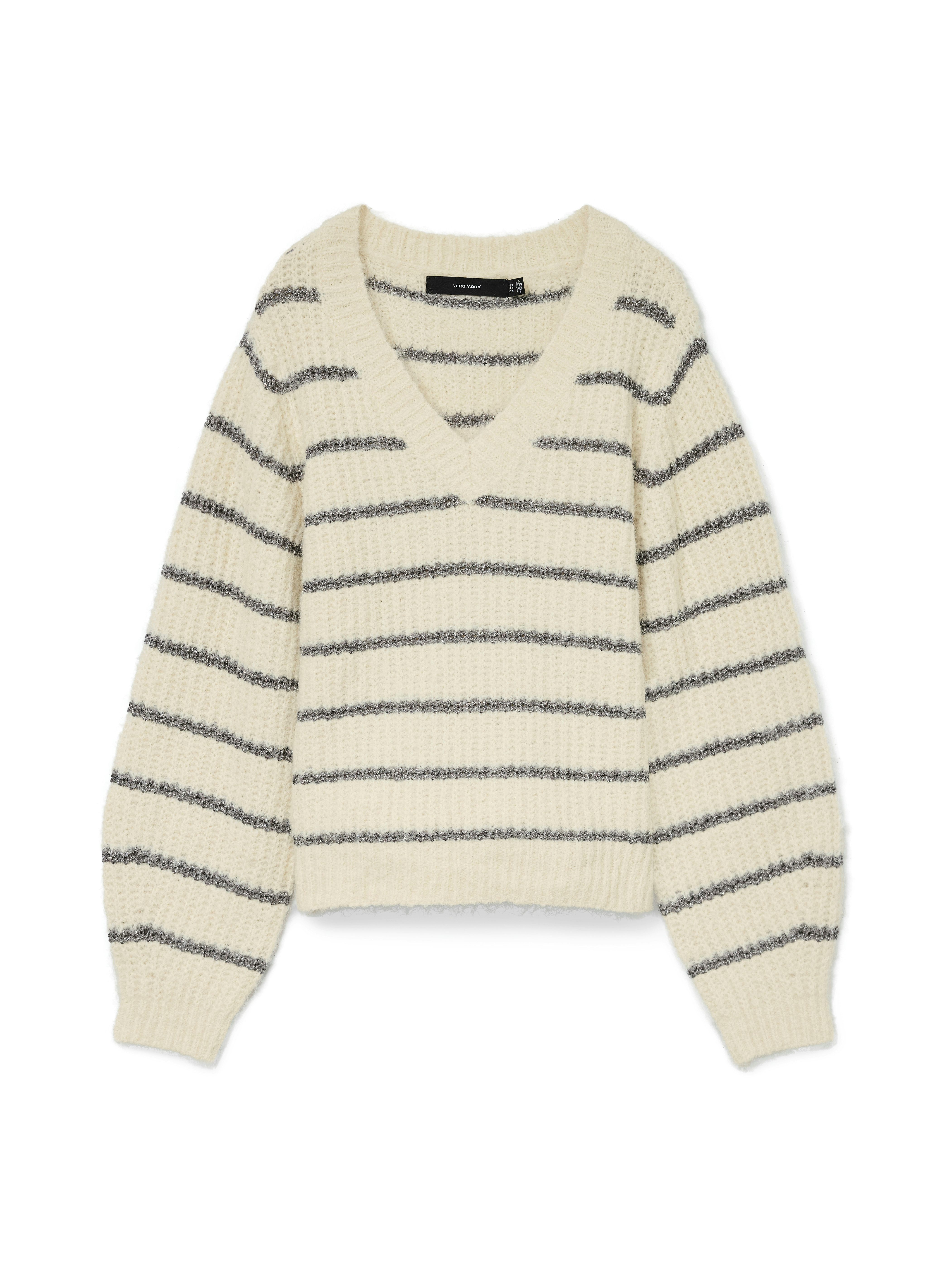 Vero Moda Trui met V-hals VMAWESOME SHINE LS V-NCK STRIPE PULL BOO