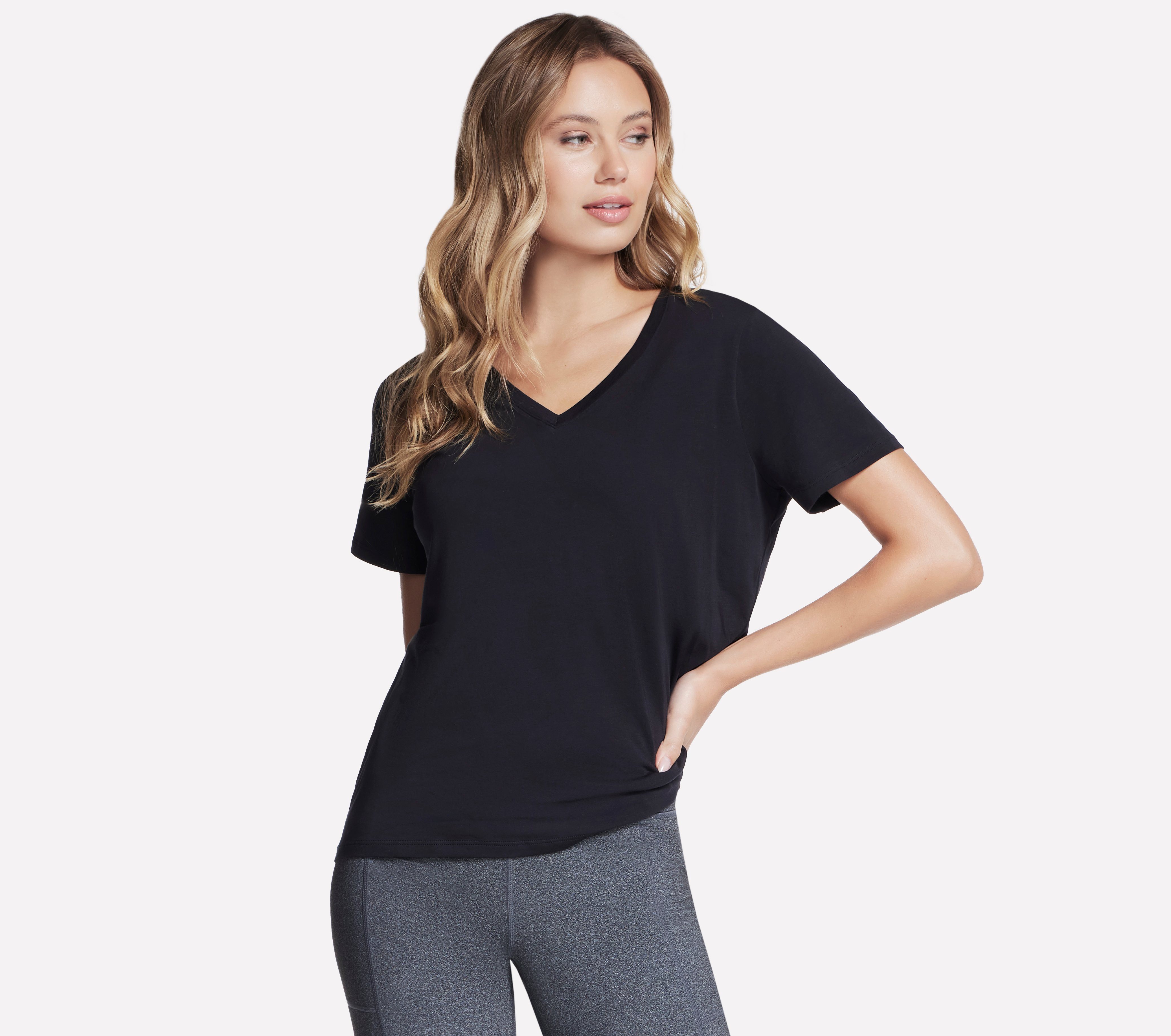 Skechers T-shirt dames tops maat L (42/44) zwart