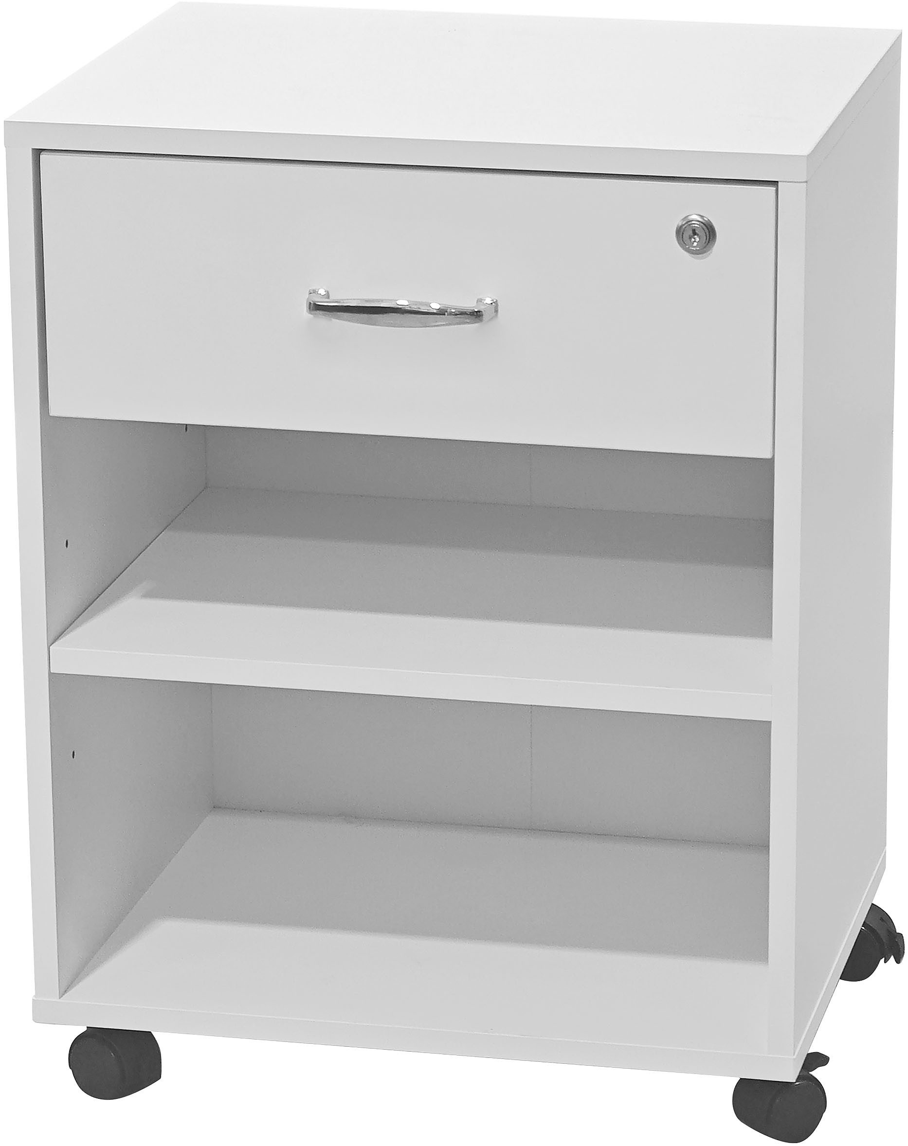 INOSIGN Kastje op wieltjes Dranoel Kantoorcontainer, afsluitbaar, metalen handgreep, breedte 45 cm nachtkastjes wit