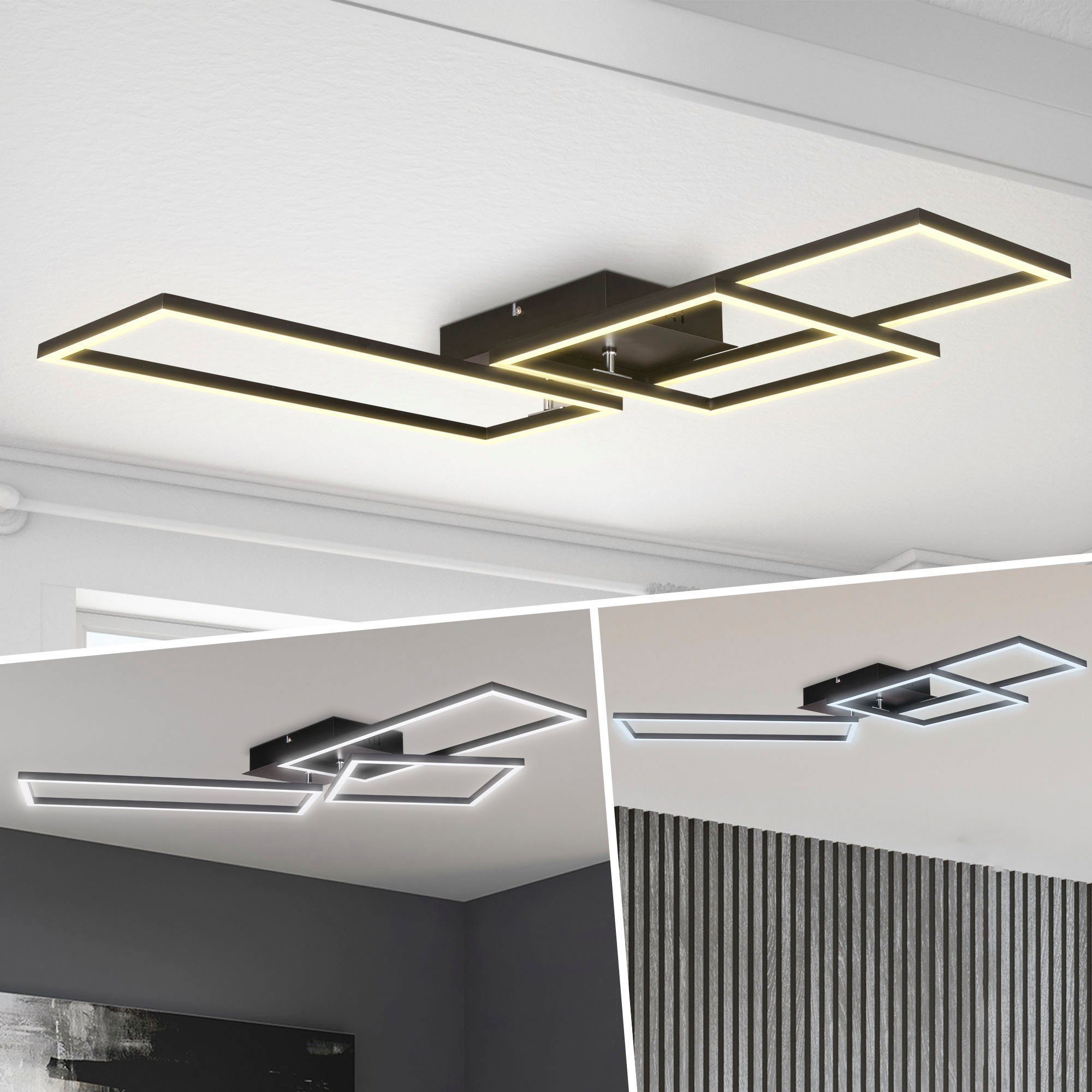 B.K.Licht Led-plafondlamp BK_FR1511 LED frame plafondlamp, kleurtemperatuurregeling, dimbaar (1 stuk)