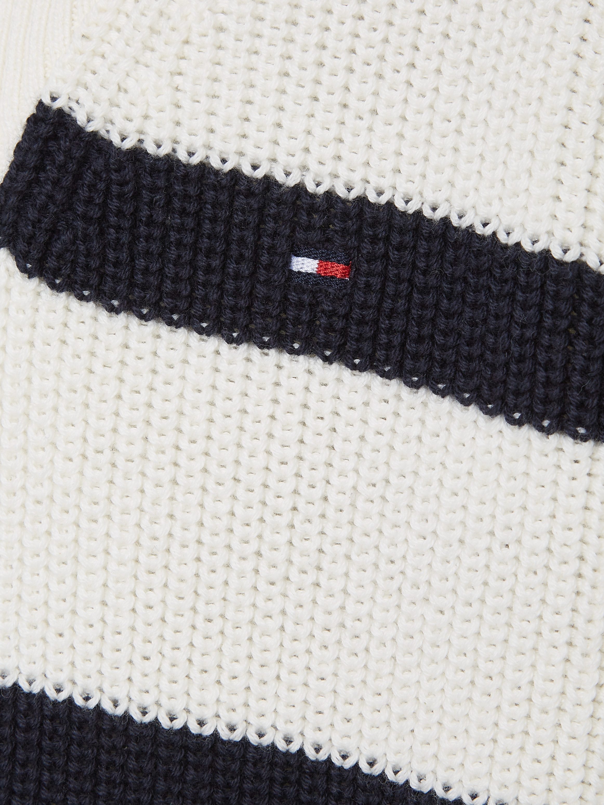 Tommy Hilfiger Schipperstrui STRIPE HALF ZIP SWEATER Kinderen tot 16 jaar met logo-opdruk