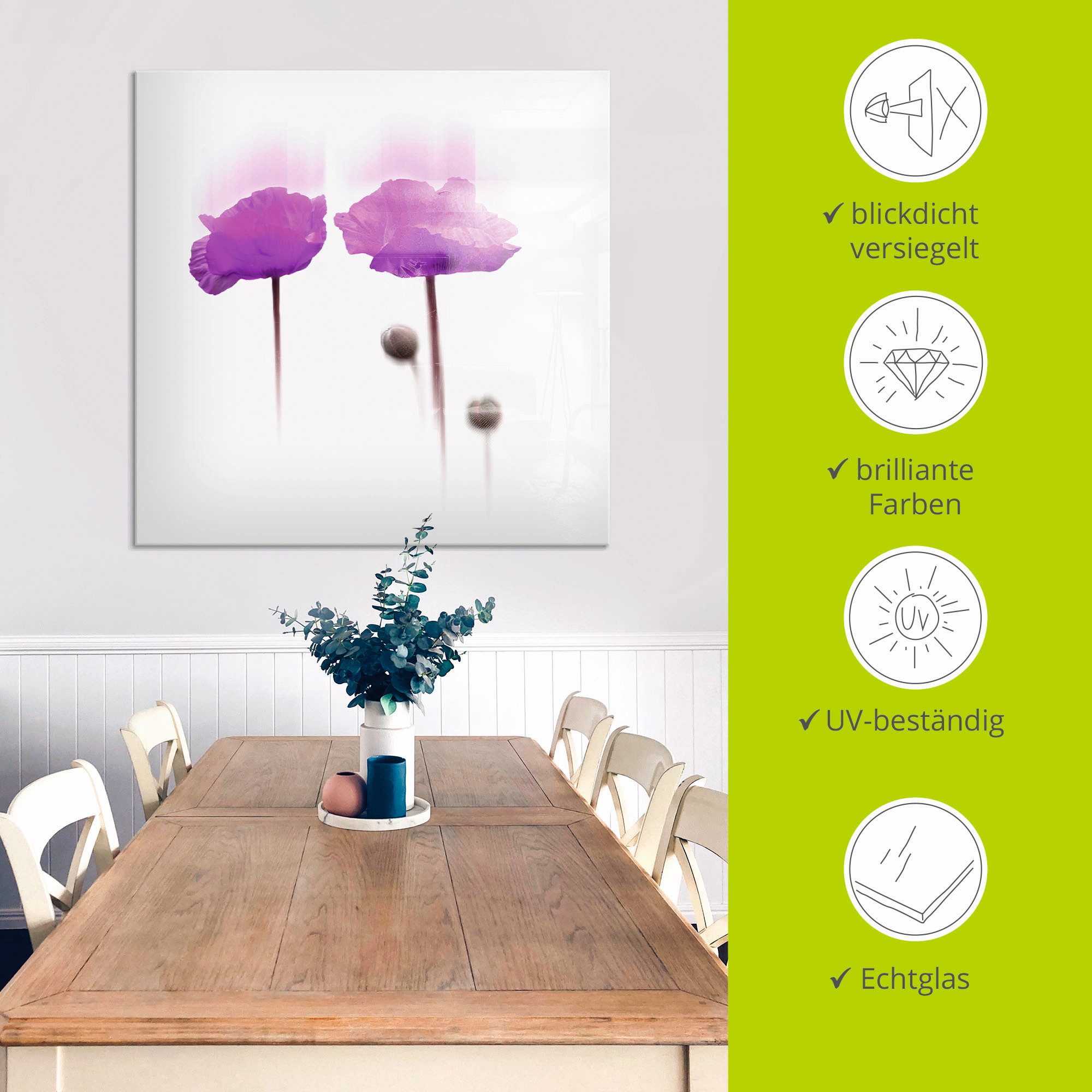 Artland Print op glas Bloem abstract I in verschillende maten