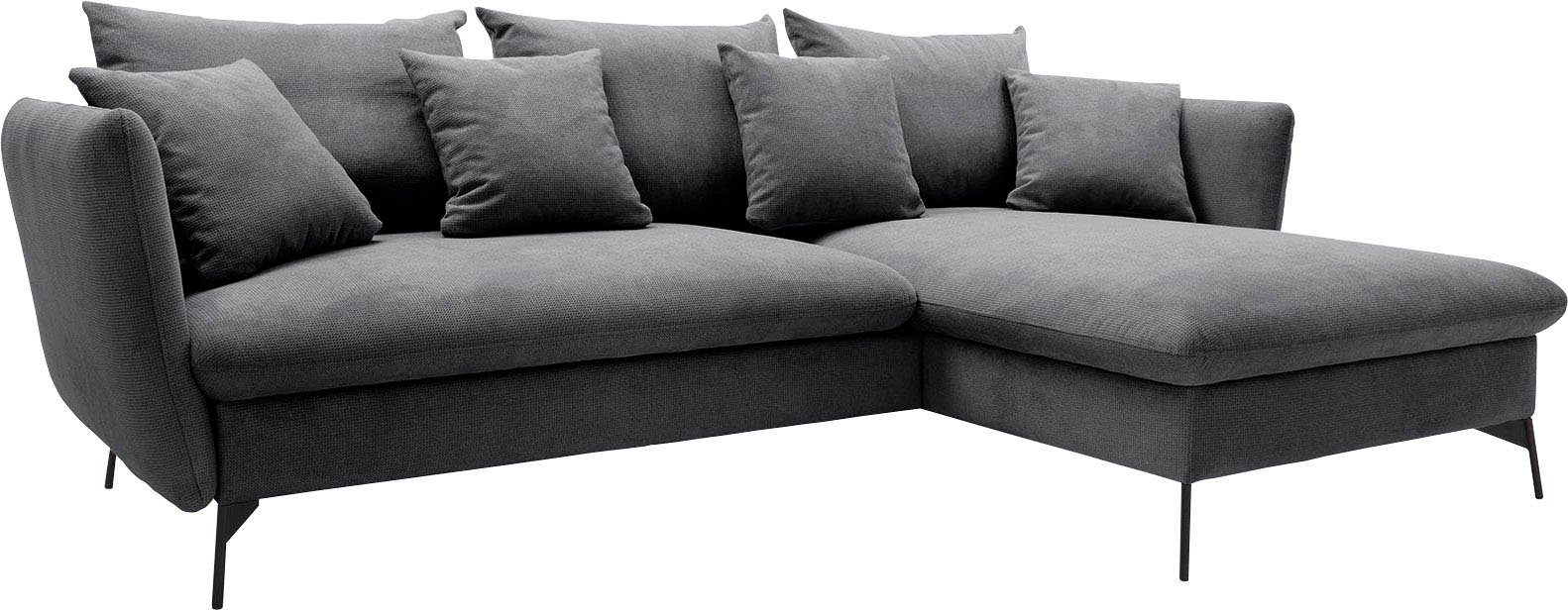 andas Hoekbank LIVORNO,258 cm, L-model, Slaapfunctie en bedlade (139/224 cm), fluweel, structuur, geweven stof