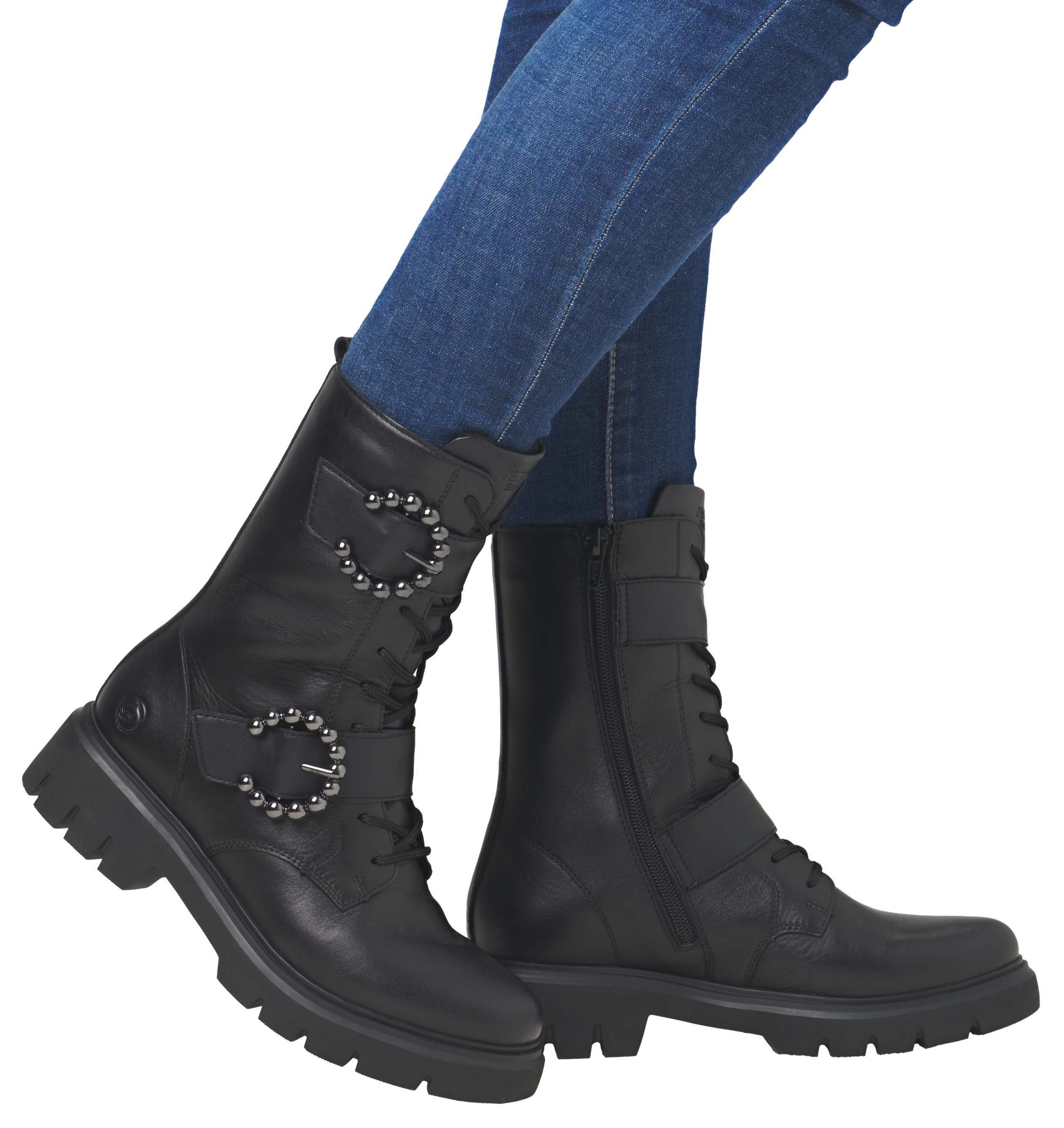 Remonte Veterlaarsjes blokhak, herfstmode, veterschoenen met binnenrits