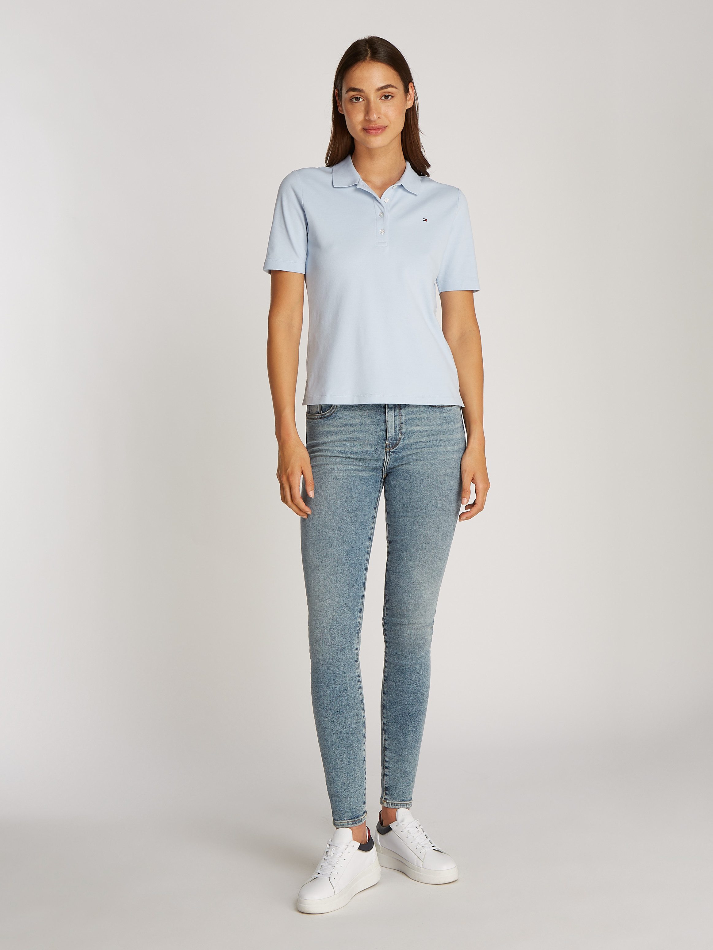 Tommy Hilfiger Poloshirt 1985 Regular Fit Pique Premium Polo met logo-borduursel, met zijsplitten
