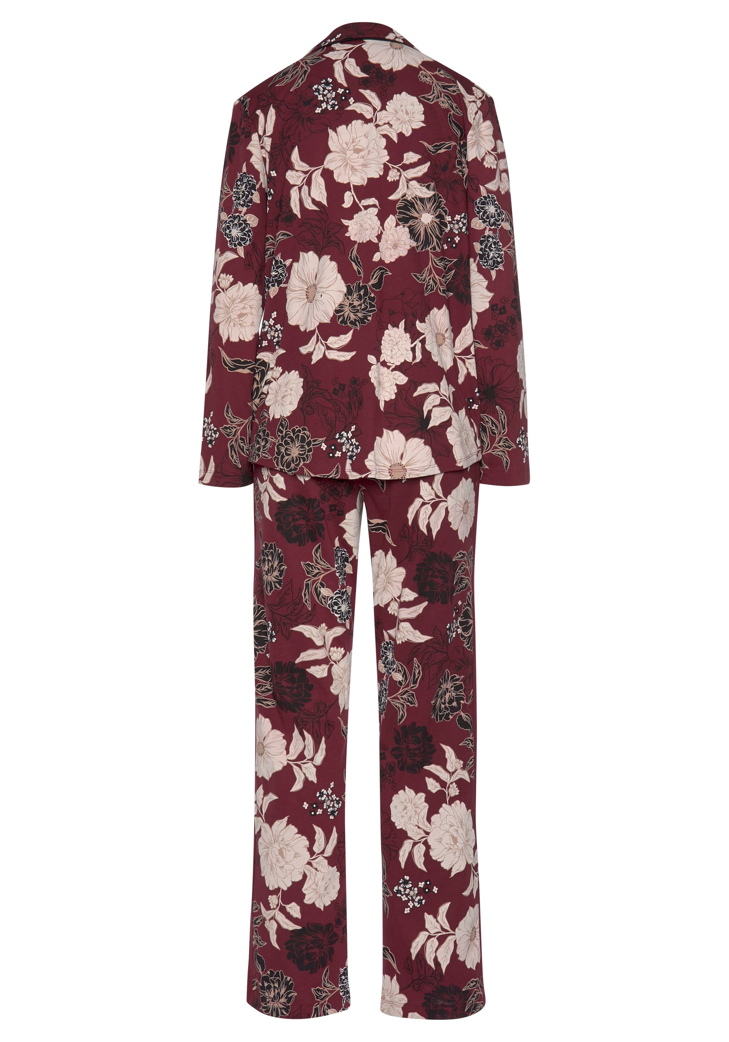 s.Oliver RED LABEL Beachwear Pyjama in klassiek model met bloemmotief (2-delig, 1 stuk)