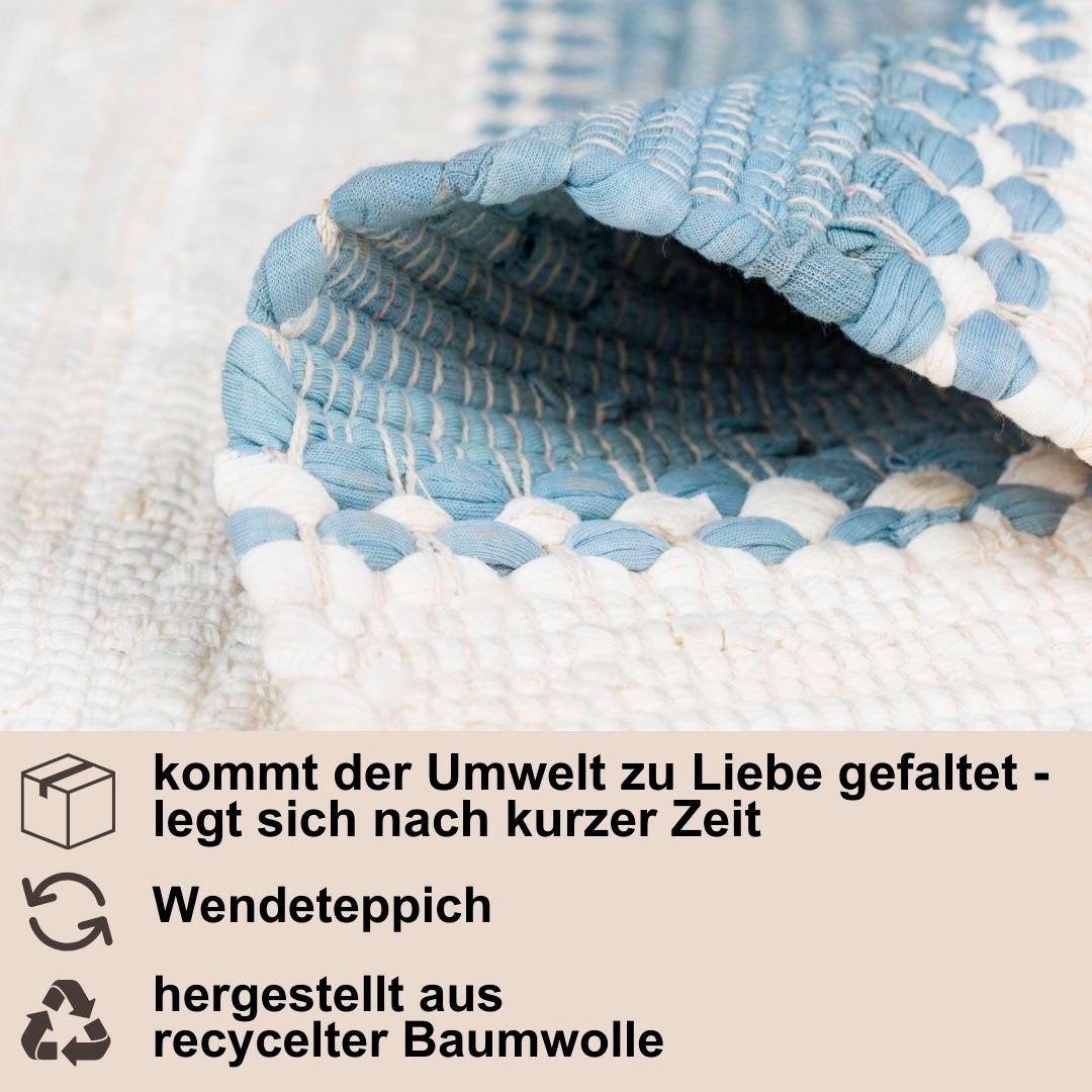 Myflair Möbel & Accessoires Vloerkleed Karim Handgeweven tapijt, gestreept, 90% katoen, handgeweven, met franjes