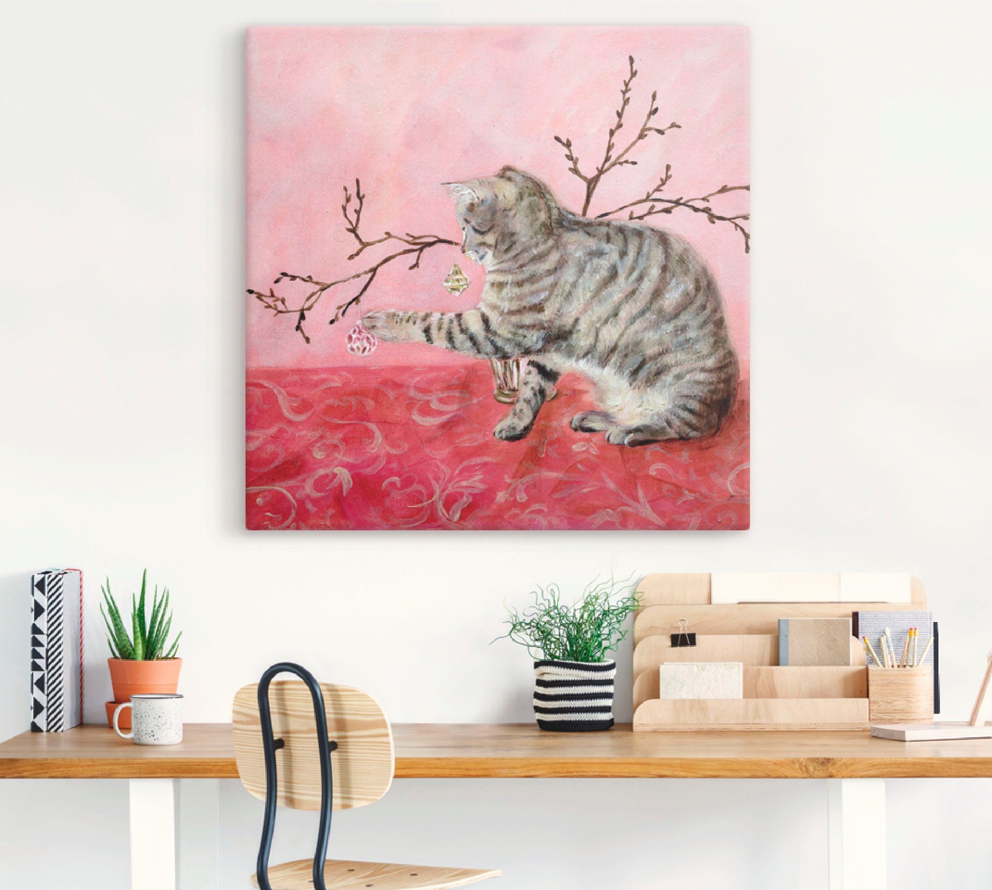 Artland Artprint op linnen Kattenspel gespannen op een spieraam