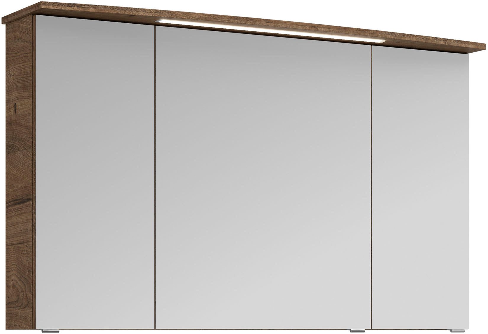 Saphir Badkamerspiegelkast Serie 4010 badkamer spiegelkast incl. LED-verlichting in krans Badkast 122 cm breed, 3 deuren, 6 glazen legplanken, incl. deurdemper