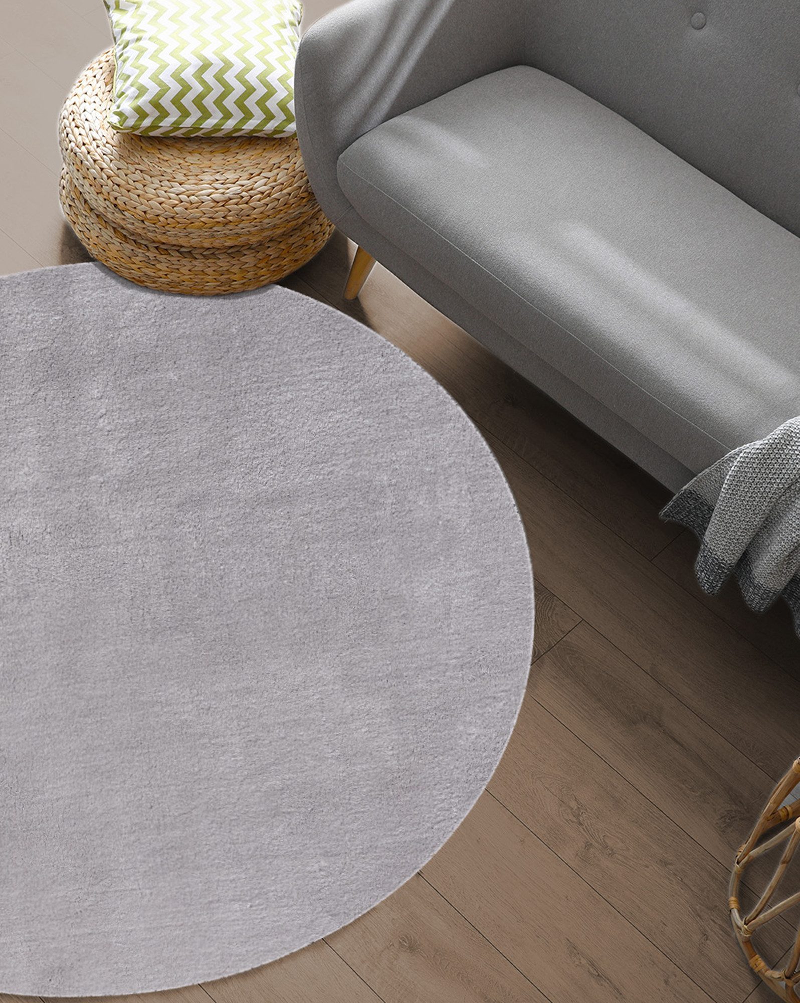 The carpet Vloerkleed Relax round wasbare woonkamer tapijt modern antislip