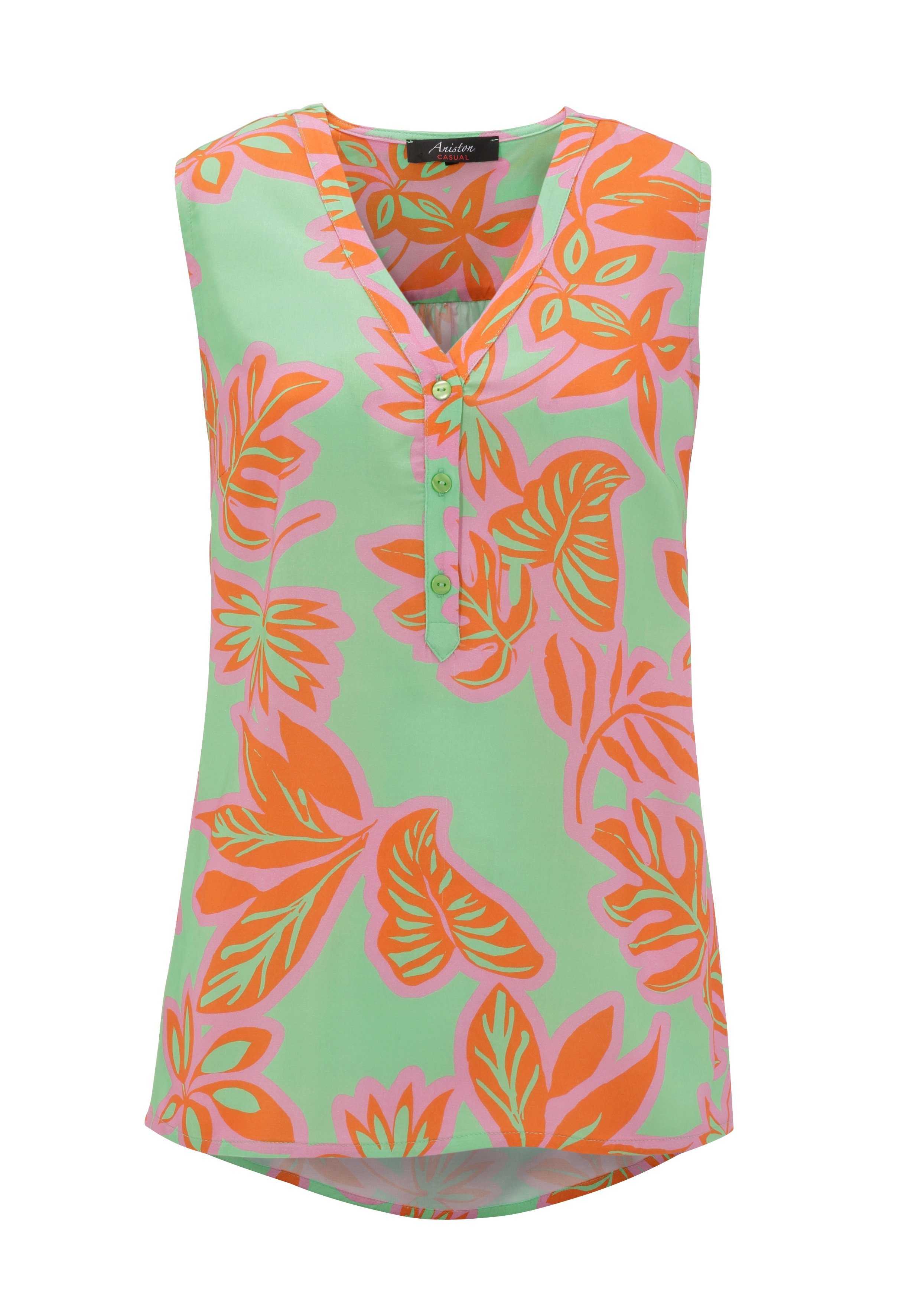 Aniston CASUAL Top met kleurintensieve, grootbladige print