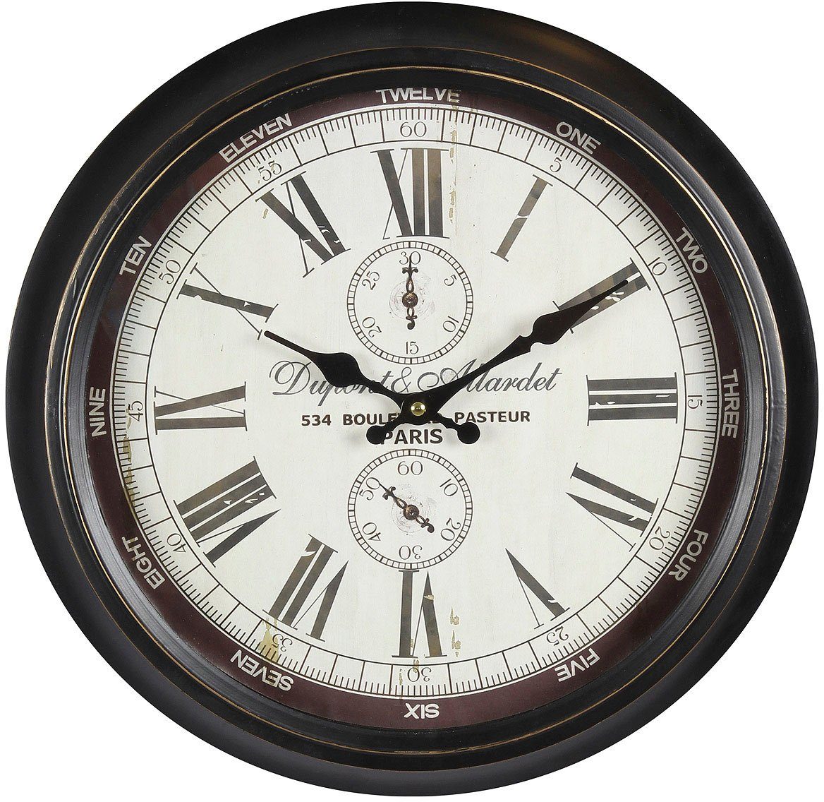 Ambiente Haus wandklok Dupont Wanduhr aus Metall 40cm