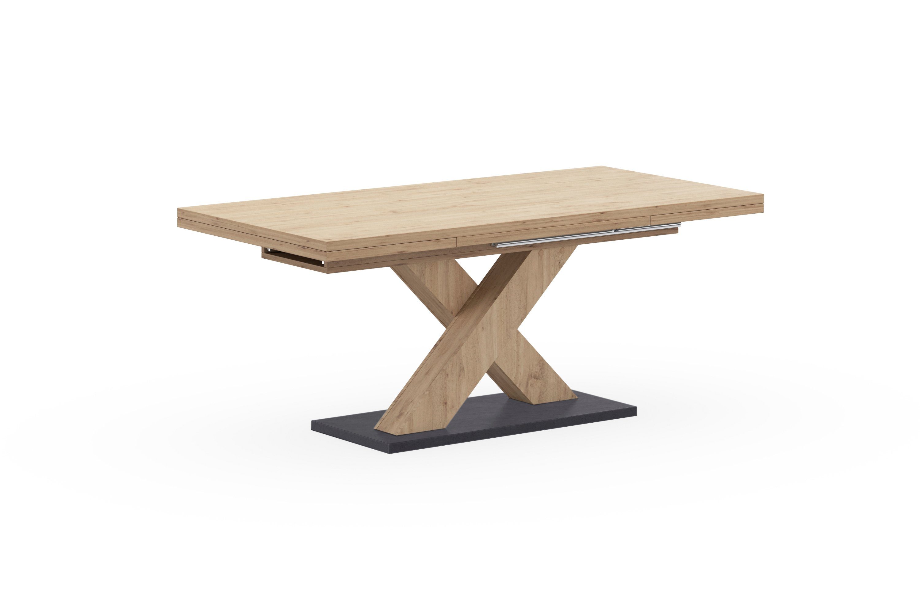 Mäusbacher Eettafel Comfort tafel TOPSELLER! Mäusbacher eettafel met X-frame en voetplaat. Breedte 180-280