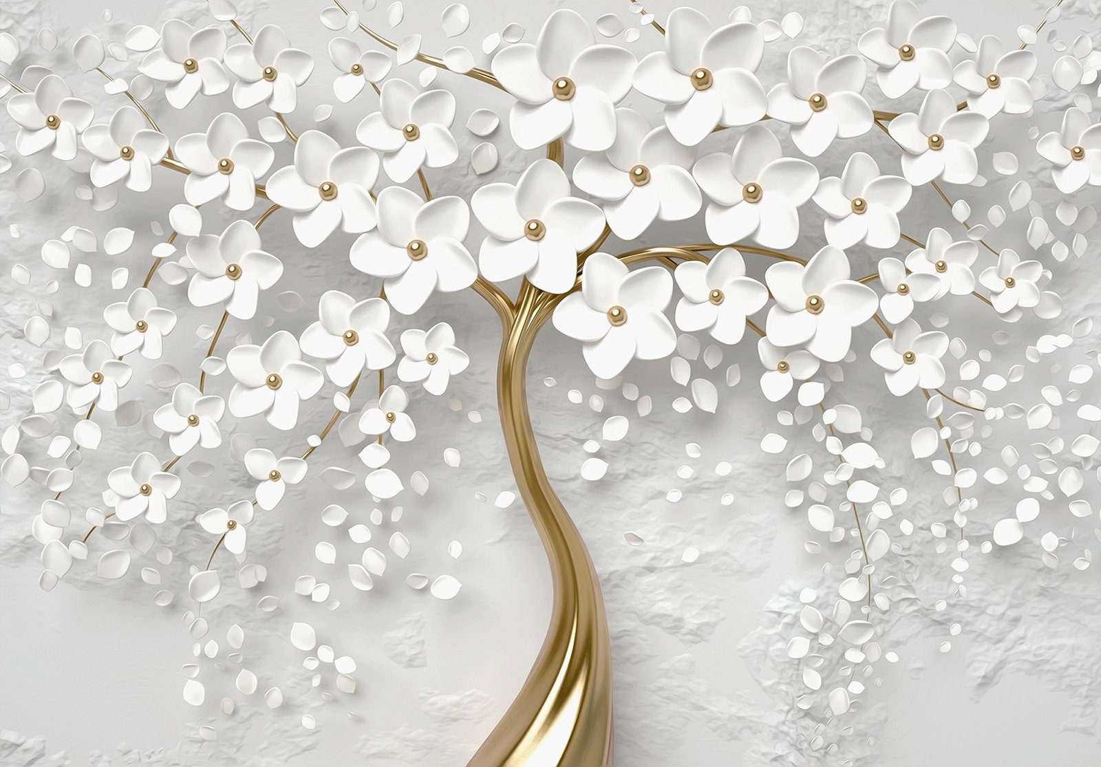 Consalnet Papierbehang Gouden boom met bloemen