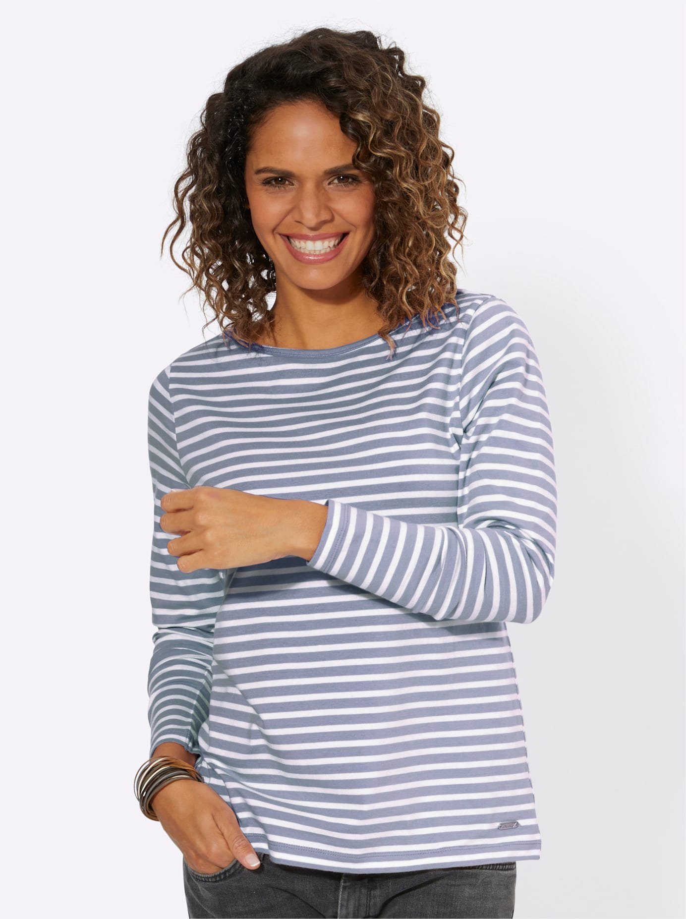 Casual Looks Shirt met lange mouwen Gestreept shirt (1-delig)