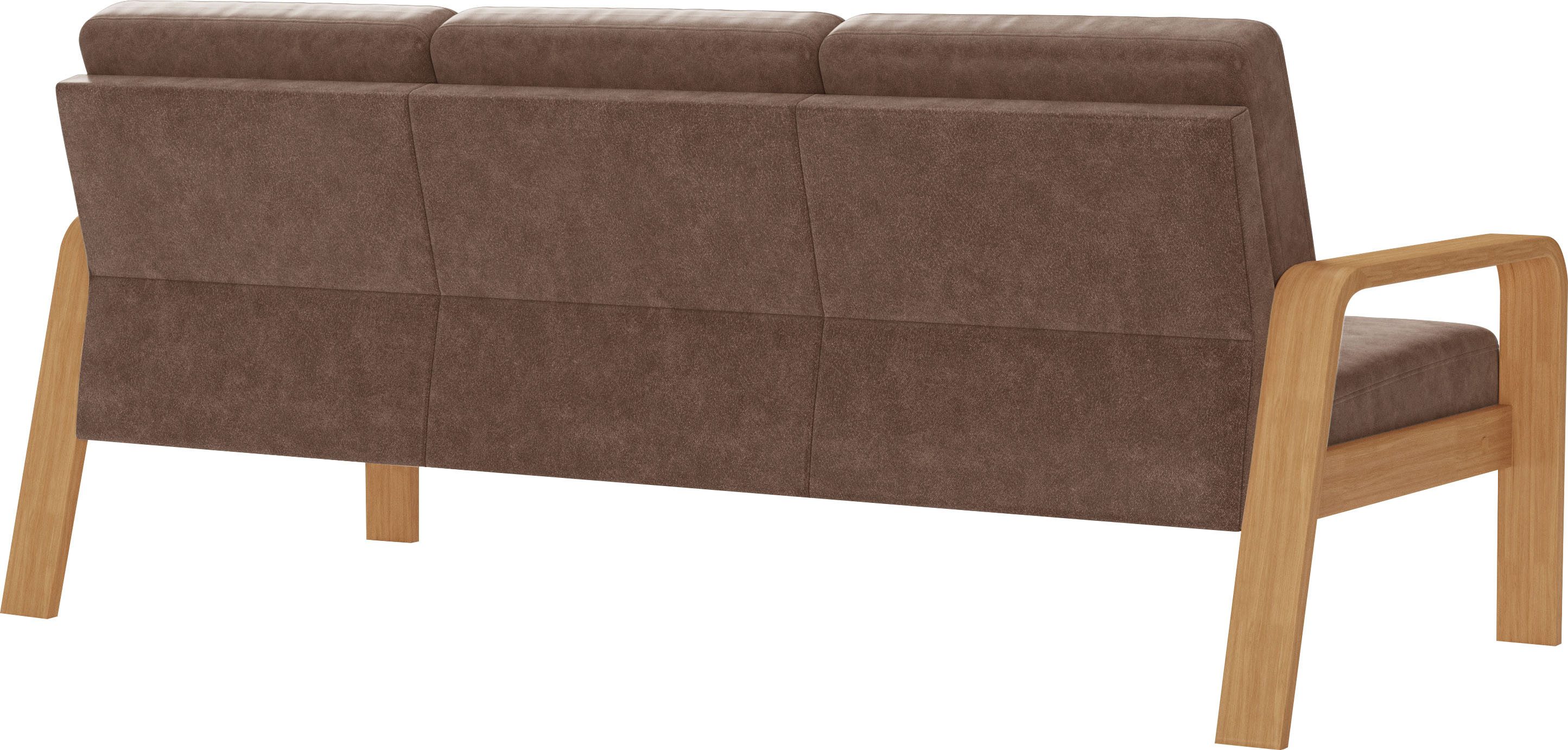 sit&more 3-zitsbank Kolding Armleuningen van eikenkleurig beukenhout, verschillende bekledingen en kleuren