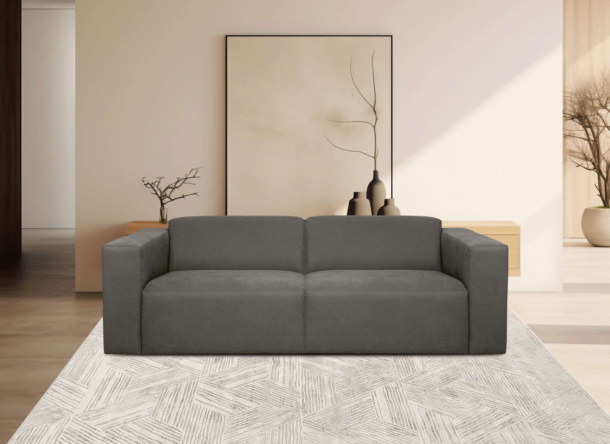 INOSIGN 3-zitsbank Kelani met decoratieve knoopdetails op de armleuningen