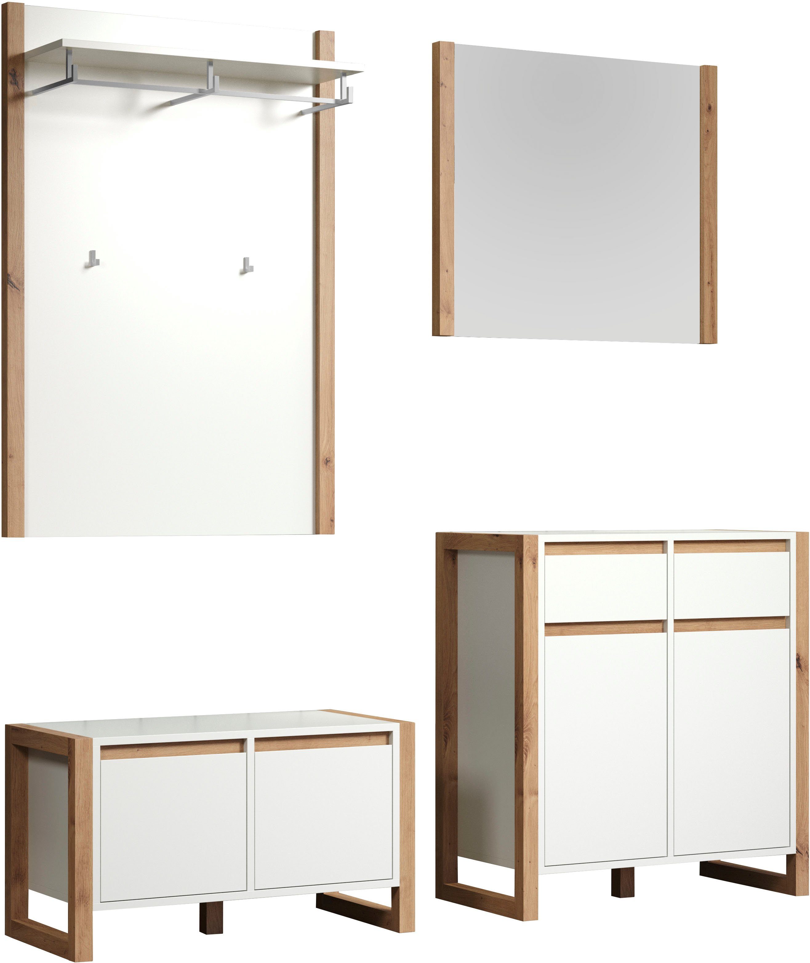 andas Garderobespiegel Drammen Wandspiegel, lijst gedeeltelijke in houtlook, bxh ca.: 78 x 69 cm (1 stuk)