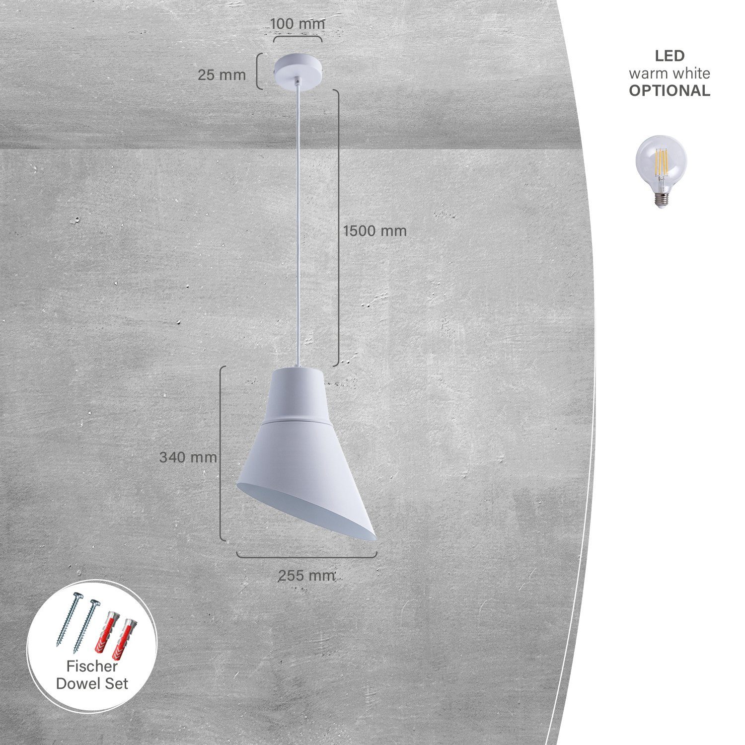 Paco Home Hanglamp Bodo Hanglamp eetkamer Eettafellamp Industrial textielen kabel in te korten