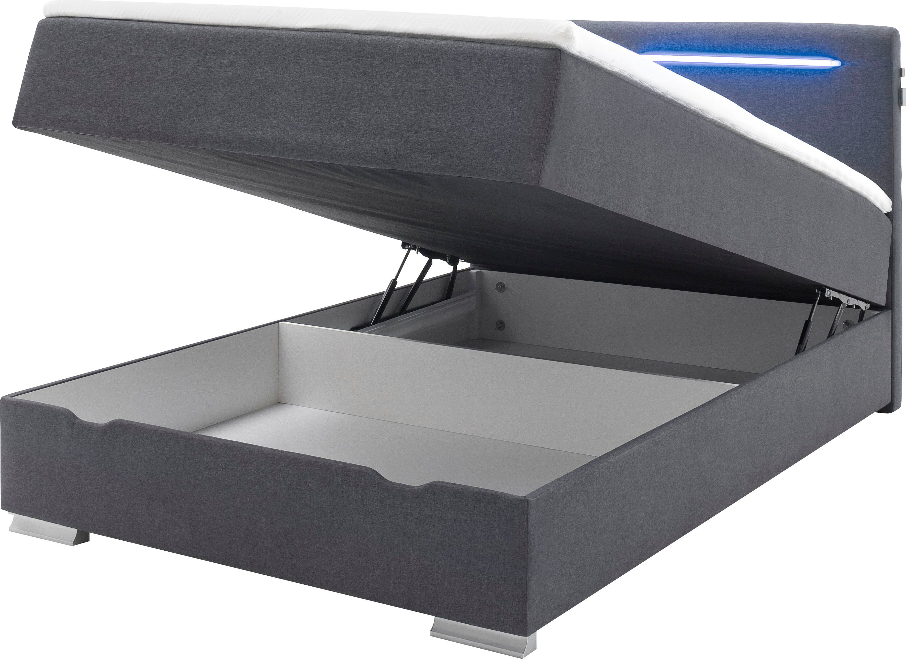meise.möbel Boxspring Las Vegas Voeten en hoofdbord met ledverlichting, met bedkist en topmatras