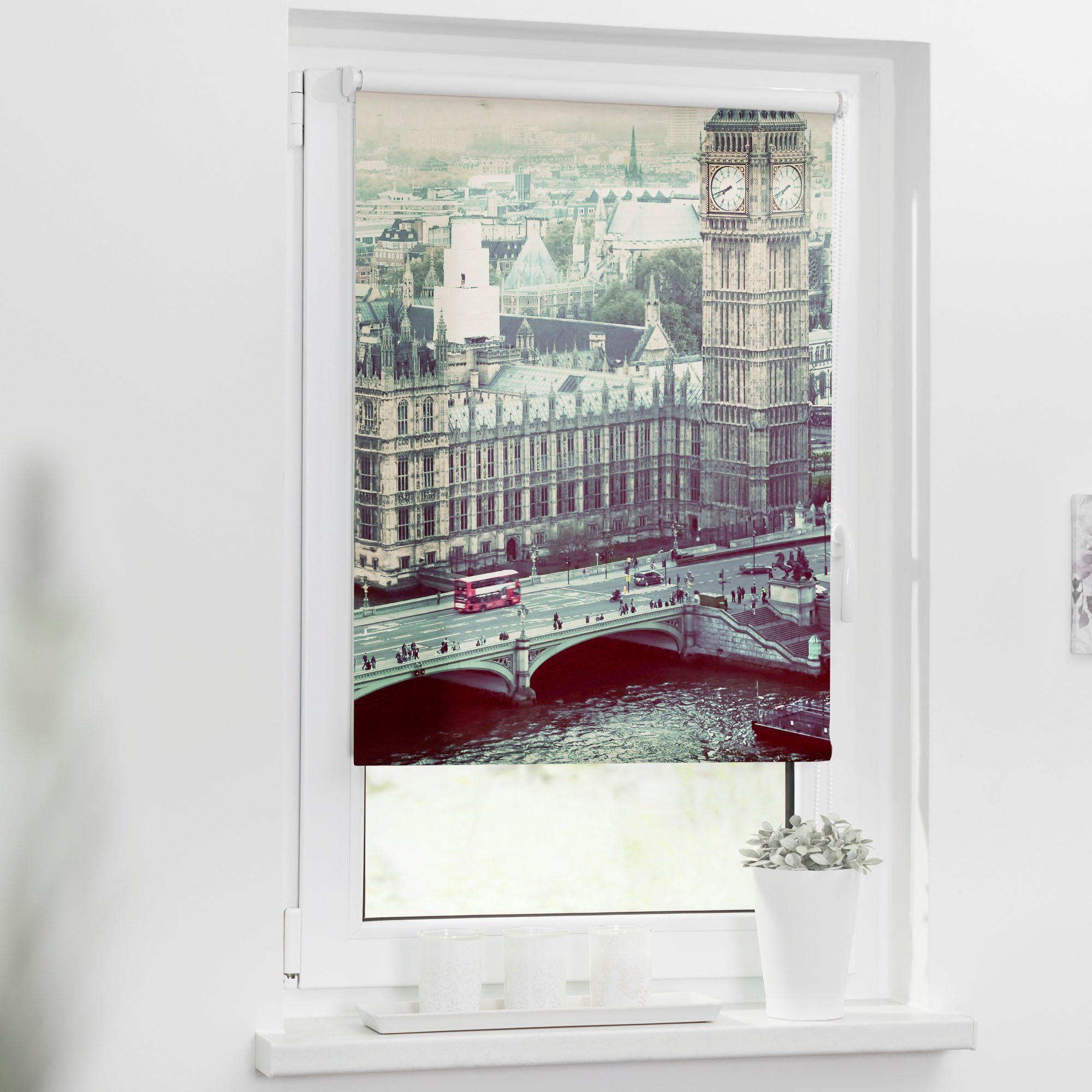 LICHTBLICK Rolgordijn met zijbediening Klemmfix motief Londen Westminster (1 stuk)