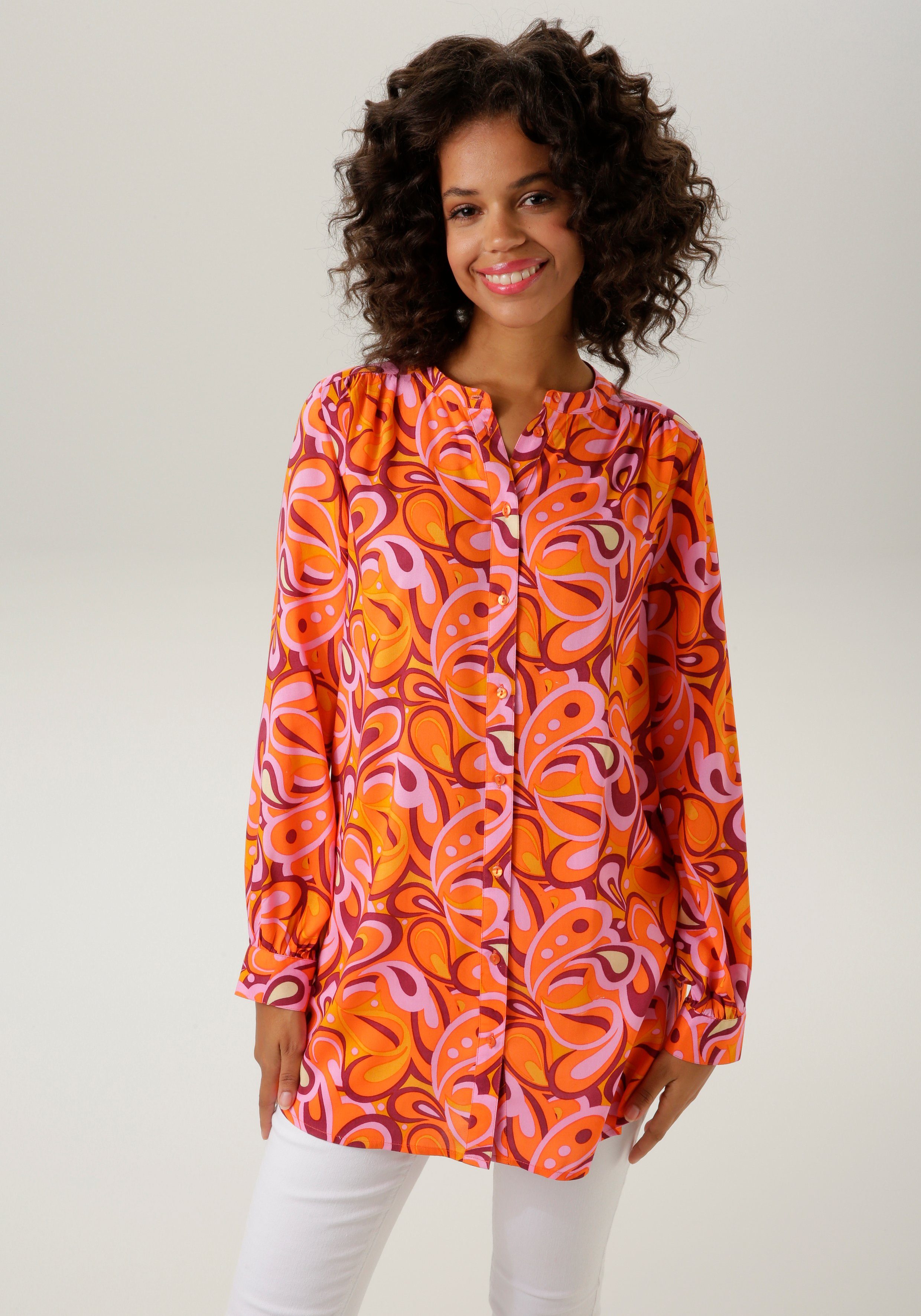Aniston CASUAL Lange blouse met harmonieuze kleuren grafische print nieuwe collectie