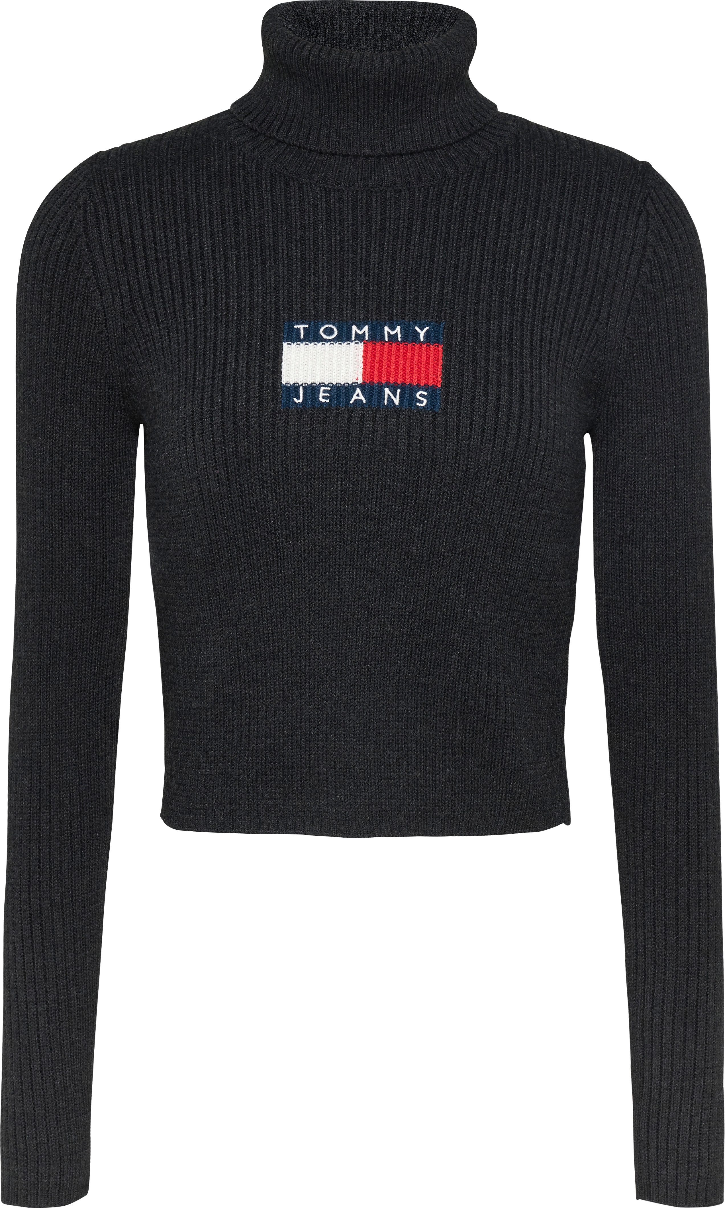 TOMMY JEANS Dames Truien & Vesten Tjw Melange Trtlnck Flag Sweater Zwart