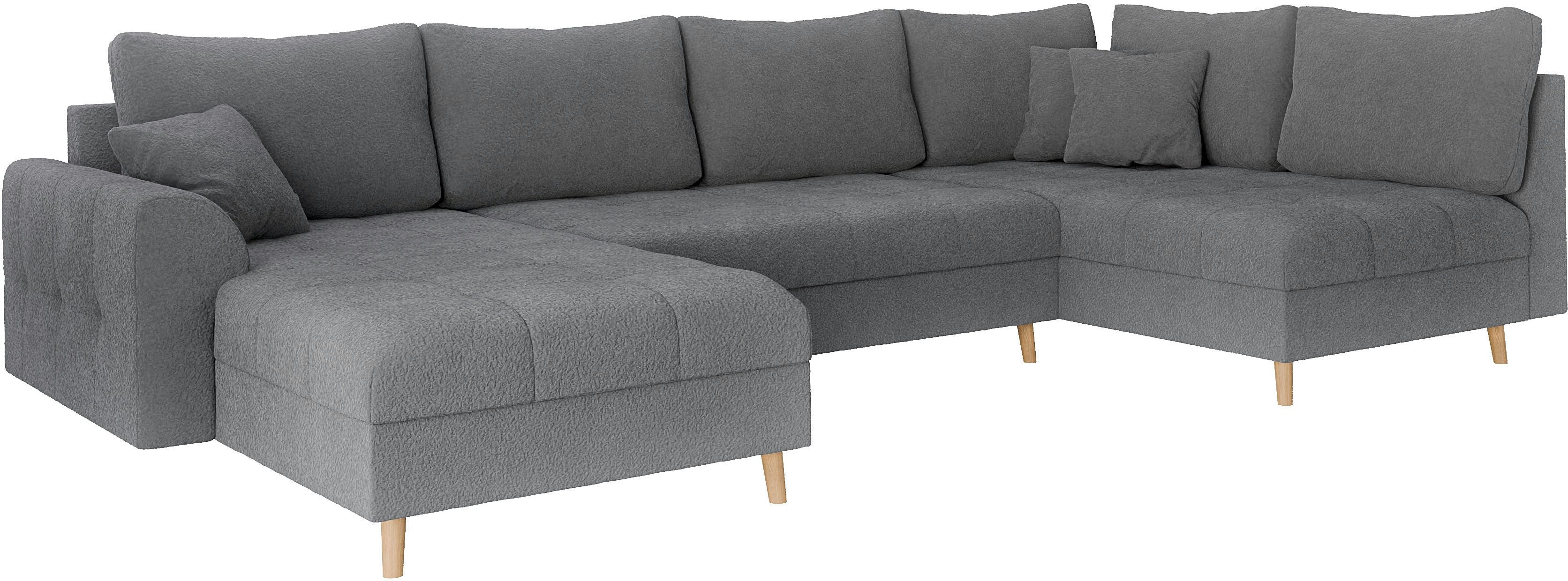 Home affaire Zithoek CHARRE U-vorm met ottomane, afmetingen B/D/H: 310/161/81 cm fijne stiksels, losse rug- en sierkussens, ook in cord en bouclé