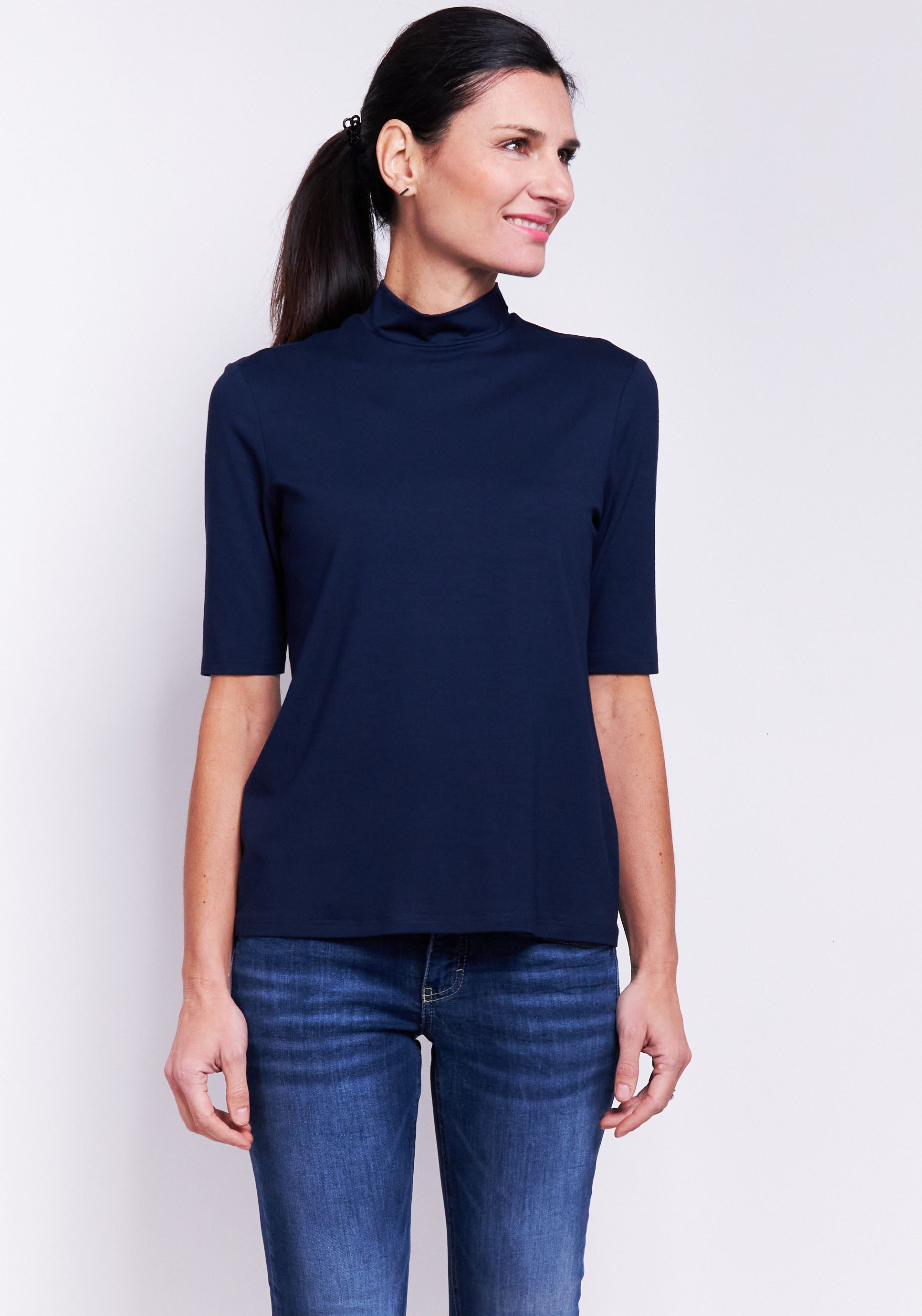 Seidel Moden Shirt met staande kraag in heuplengte, made in germany