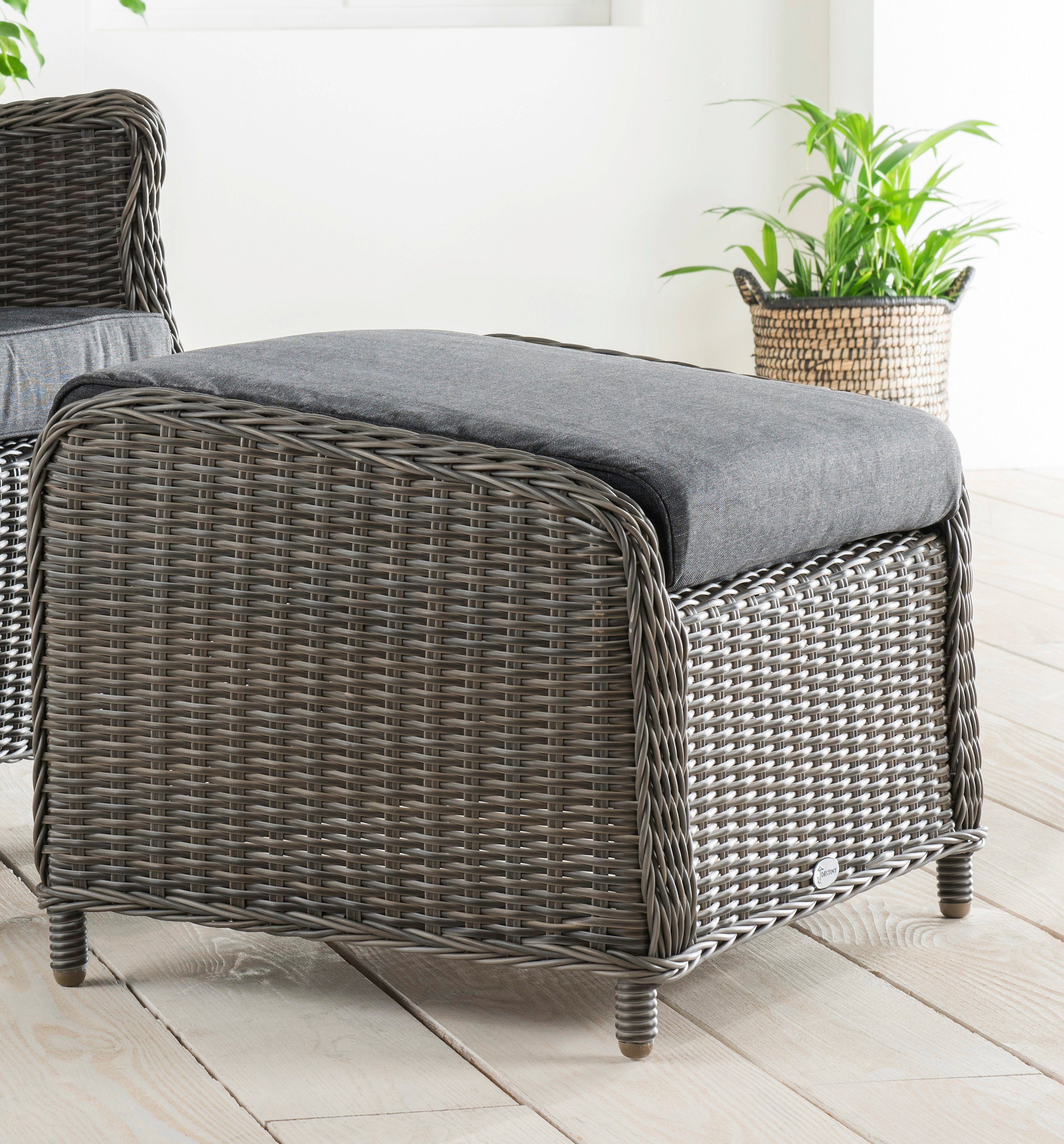 Destiny Tuinset LUNA CASA Polyrotan, fauteuil met voetenbankje, incl. kussens (set, 4-delig)