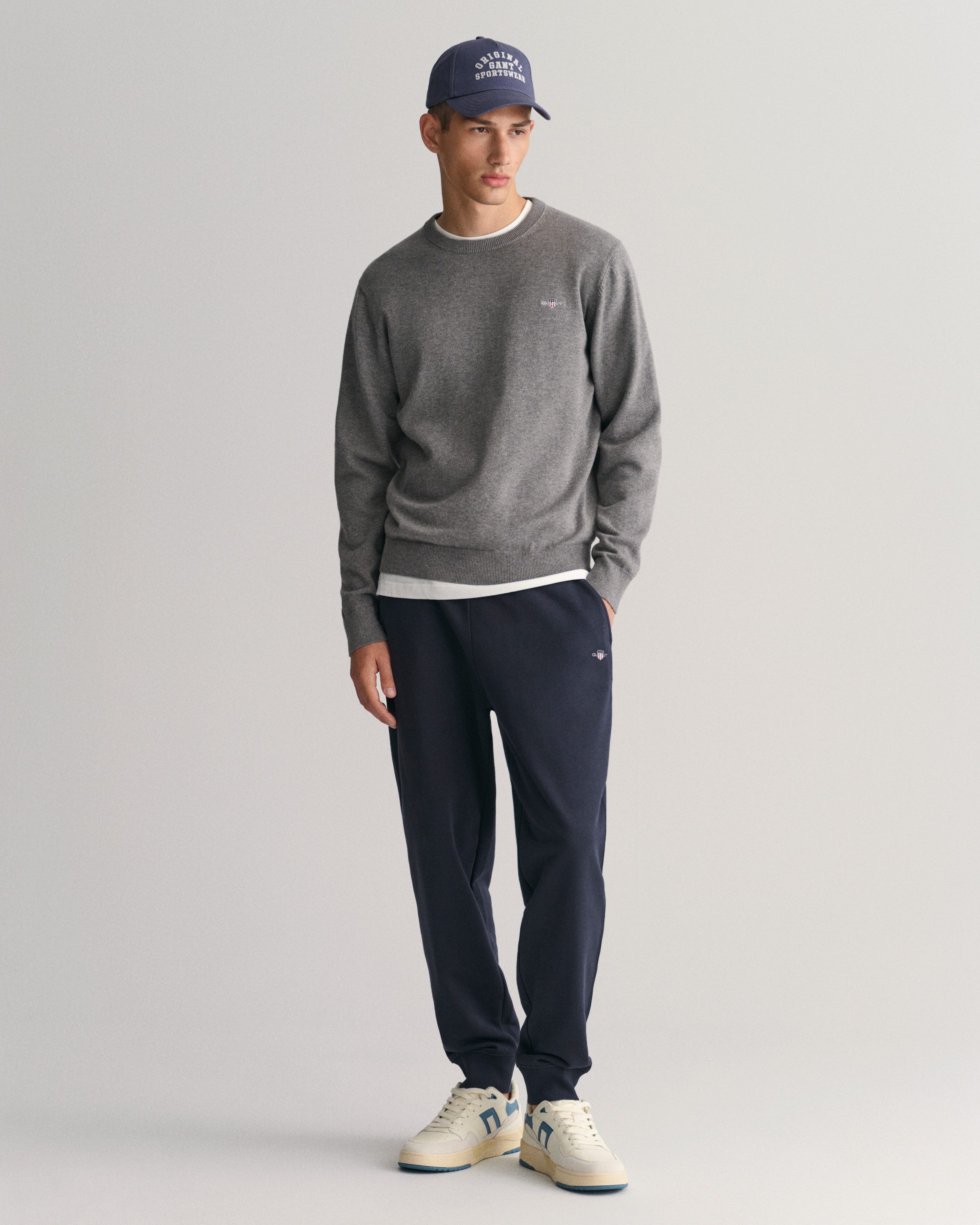 Gant Trui met ronde hals CLASSIC COTTON C-NECK Premium gebreide trui van zacht 100% katoen, overgangstrui