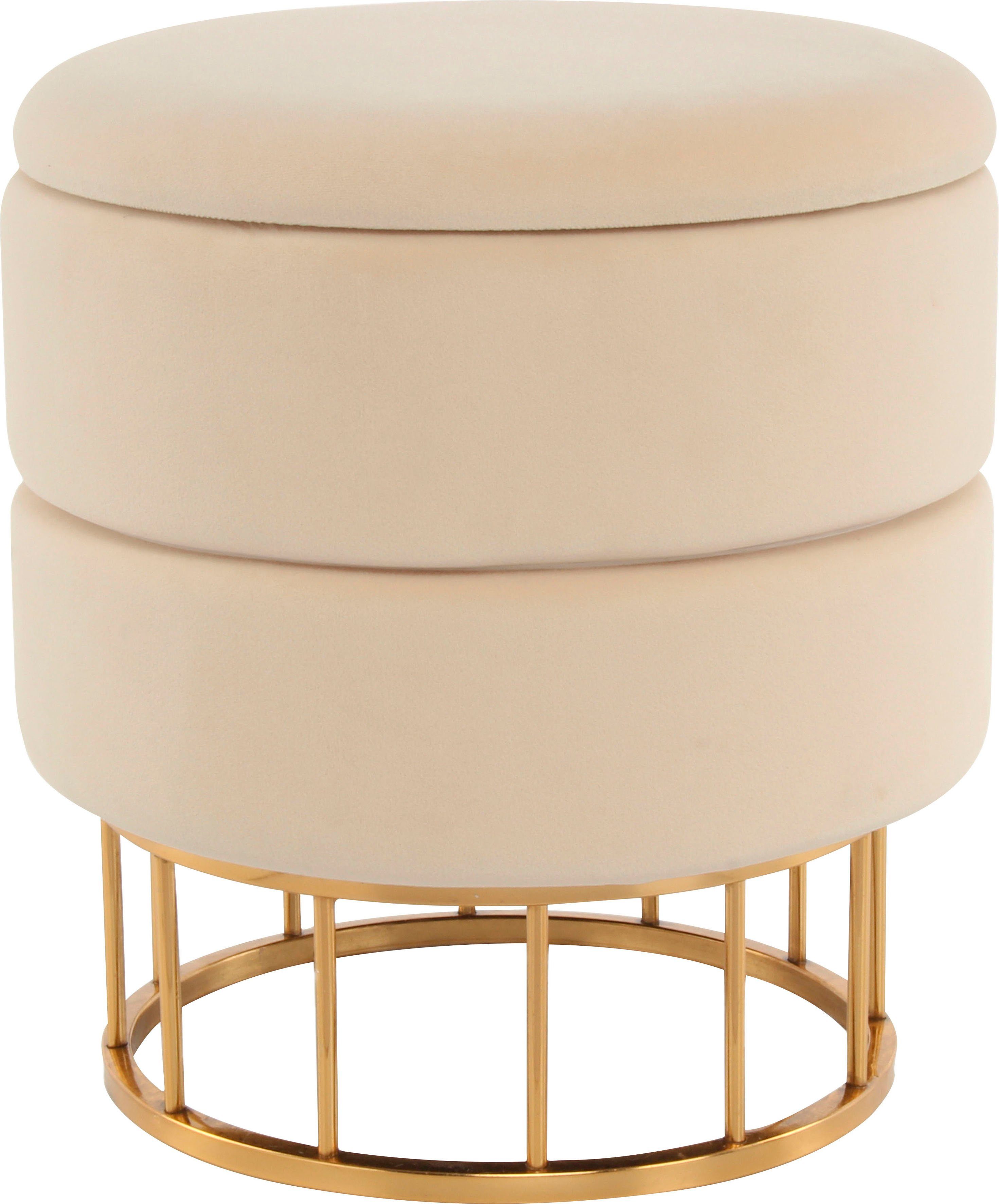 Kayoom Hocker met bergruimte Kruk Zero 525, zitkruk met comfort, ronde, moderne vorm glamoureus, elegant, met opbergruimte, bekleding van fluweelzacht stof (1 stuk)