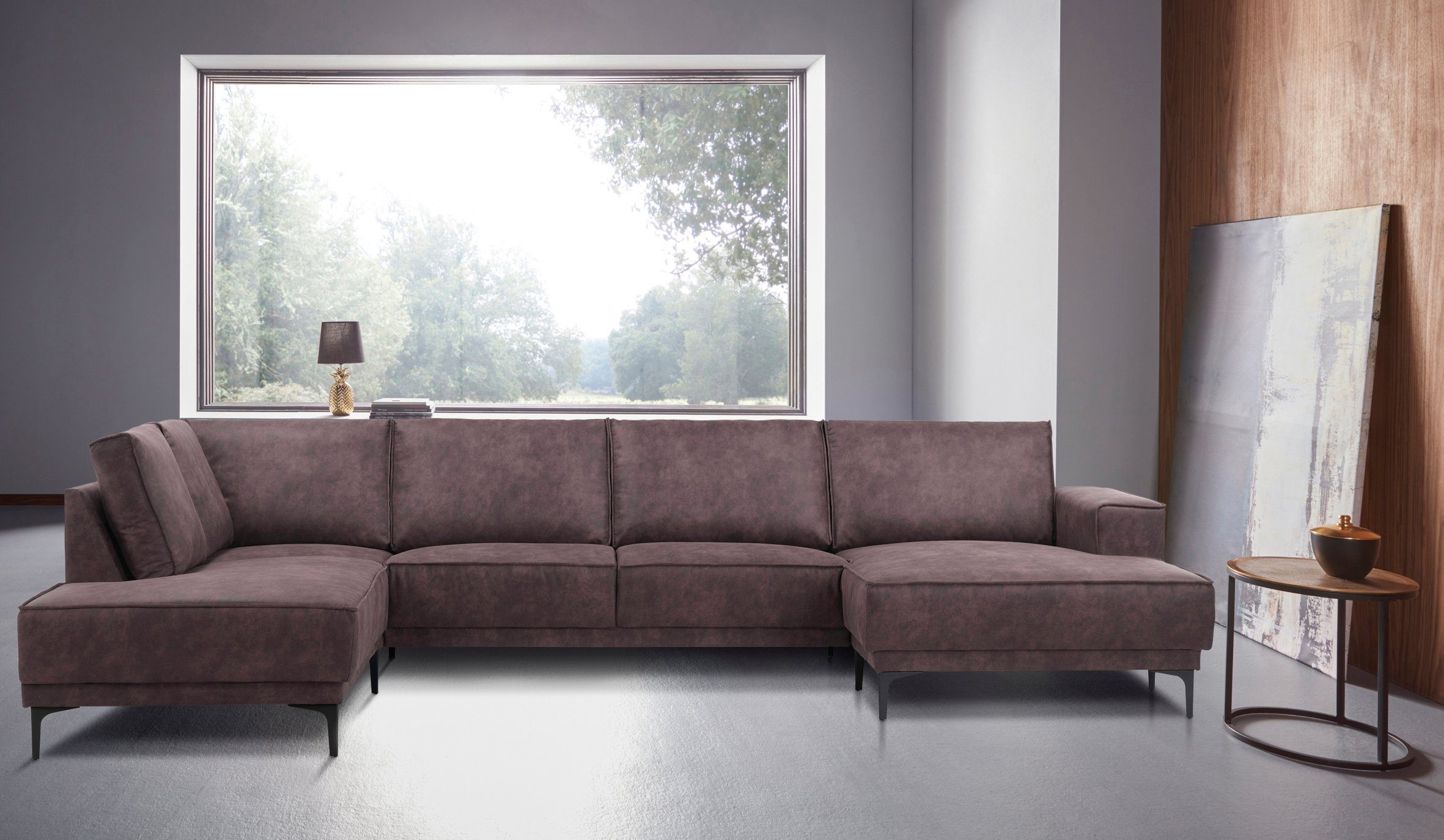 Places of Style Zithoek XXL bank Oland, structuur, platweefsel, luxe microvezel, bouclé