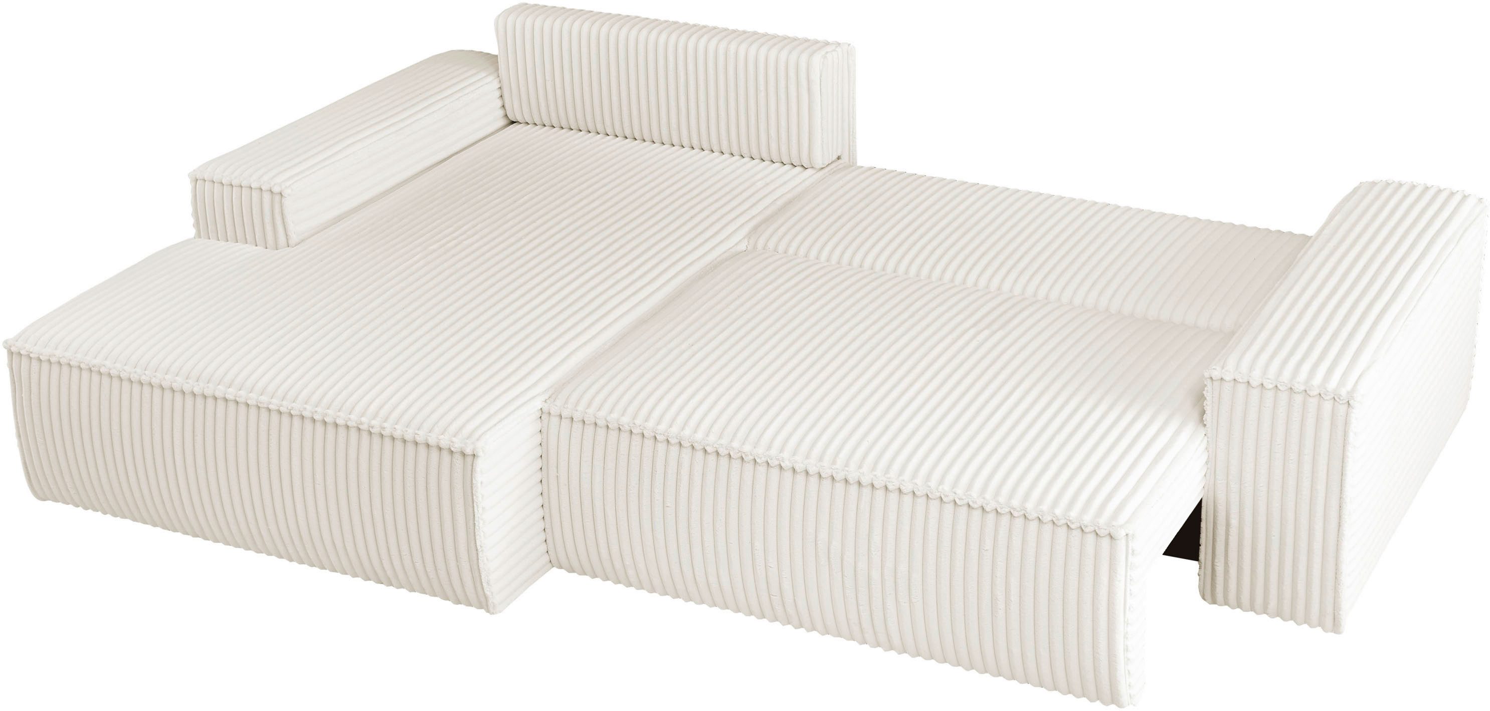 andas Hoekbank FINNLEY Slaapbank 267 cm, L-vorm met Slaapfunctie & Bedlade beschikbaar in de stofkwaliteiten bouclé, structuur fijn en mega cord