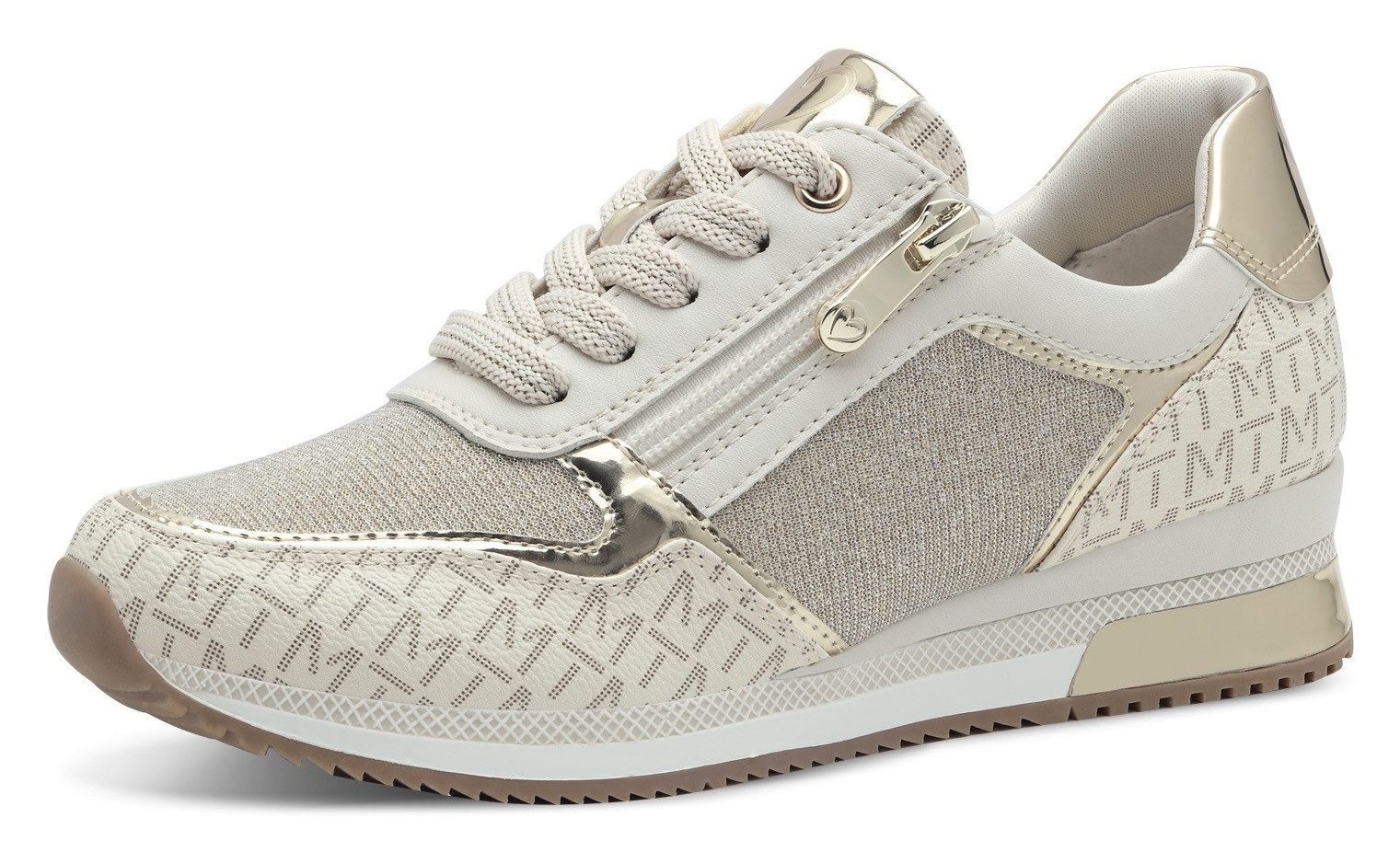 Marco Tozzi Sneakers met sleehak , vrijetijdsschoen, halfschoen, veterschoen met logo-print