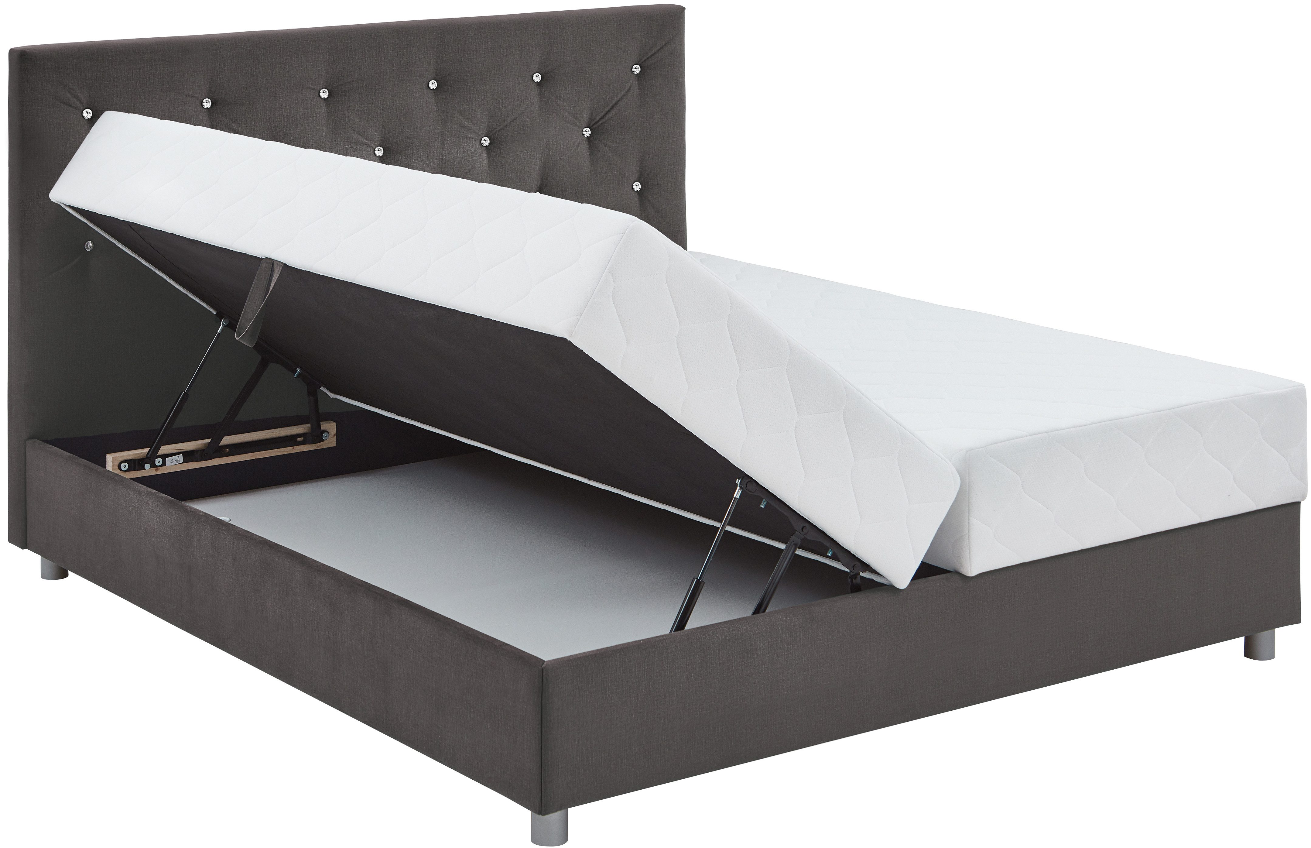 ATLANTIC home collection Boxspring CELIA in hoogwaardige fluweellook met pocketveringsmatras, bedkist en strassteentjes